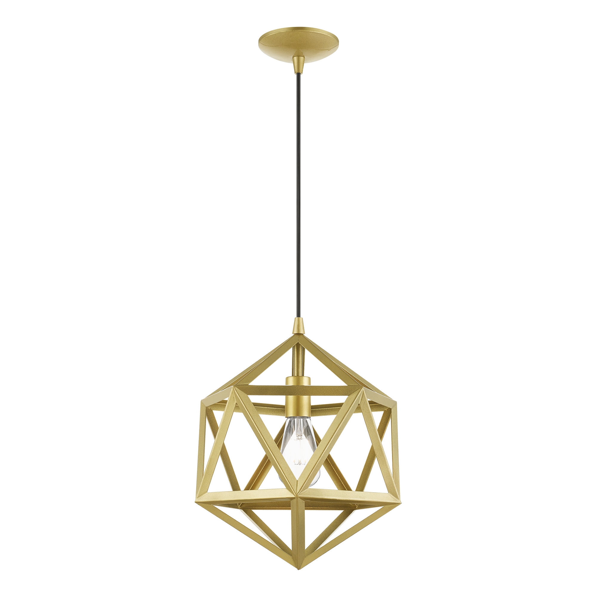 Soft Gold Glass Mini Pendant Light with Metal Shade