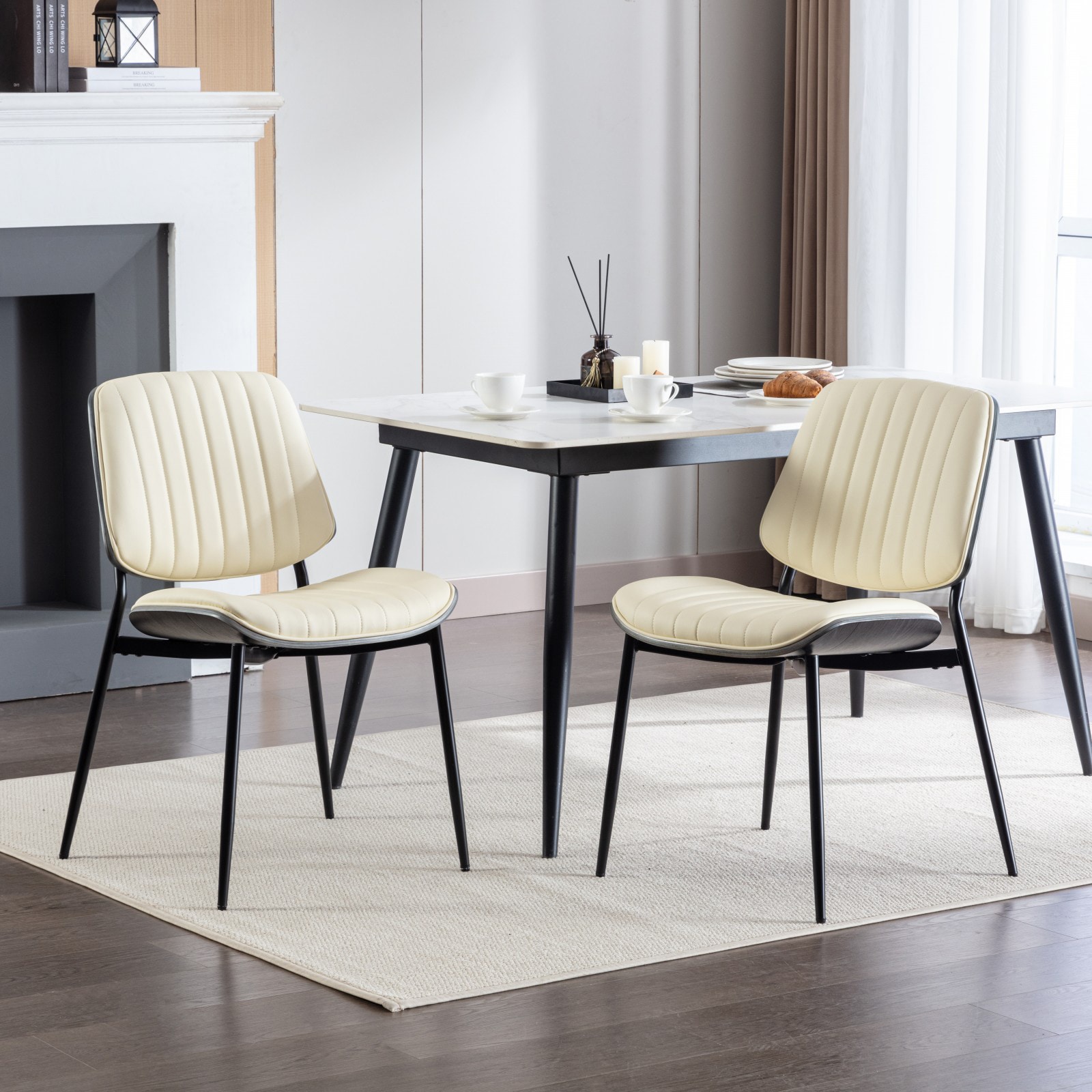 Hrinhom HC-N7016-BEIGE PU Dining-Chairs - View #2