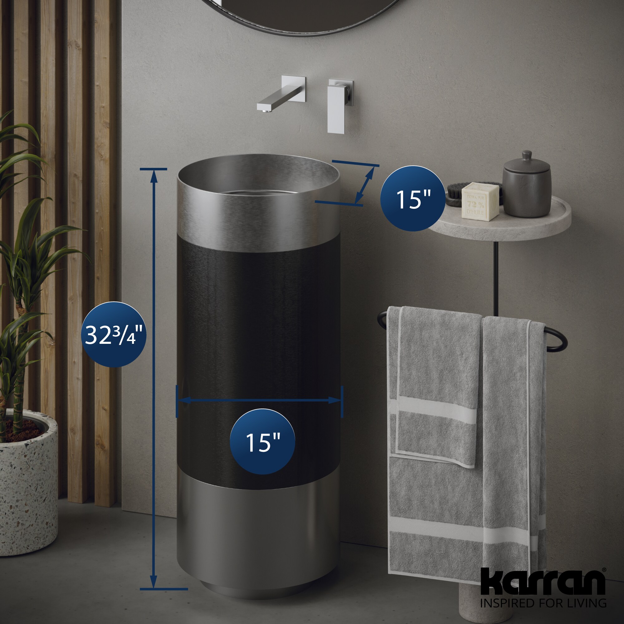 Karran CCP300SS Complete-Pedestal-Lavatories - View #4