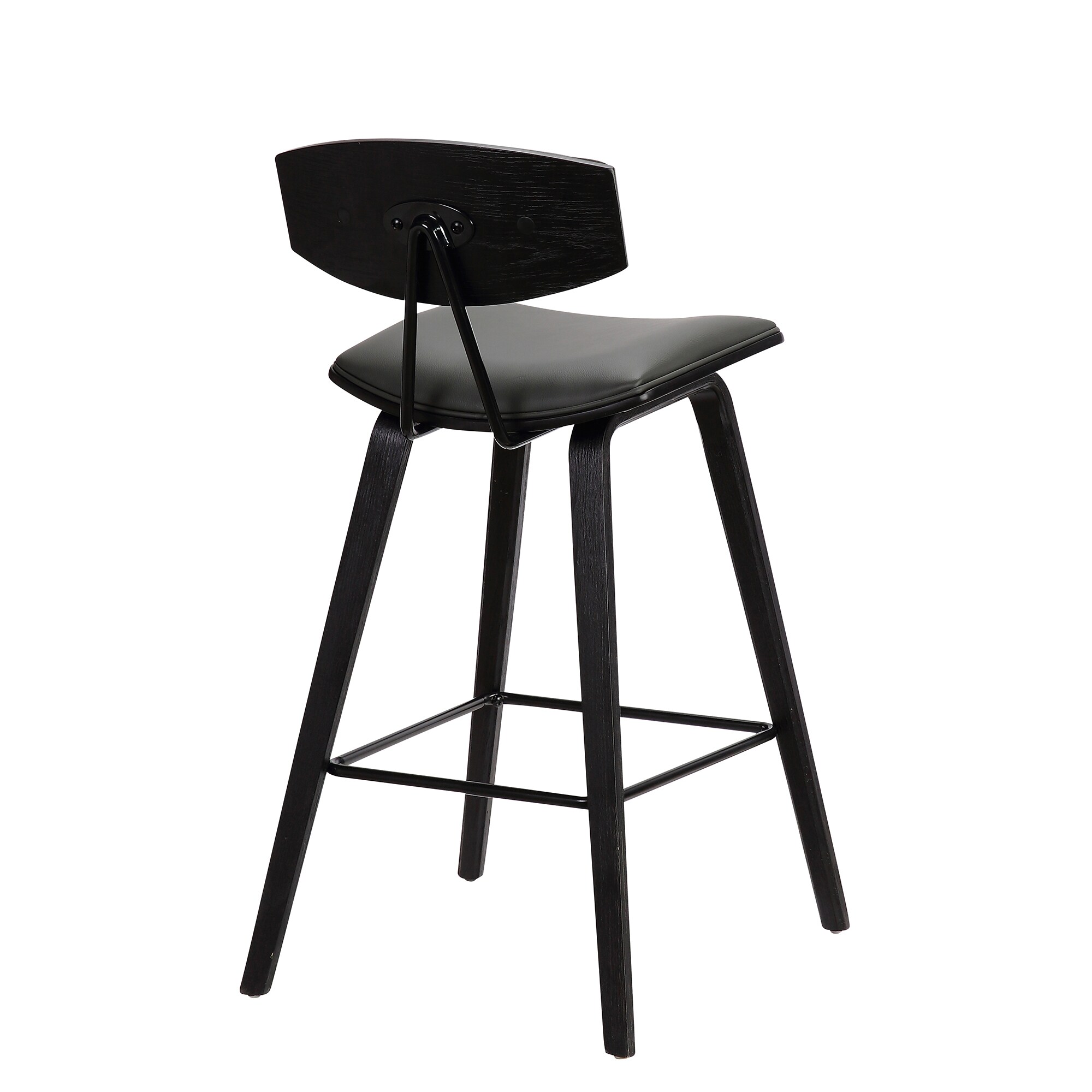 Fox Contemporary Gray & Black 25.5" Counter Height Bar Stool with Faux Leather