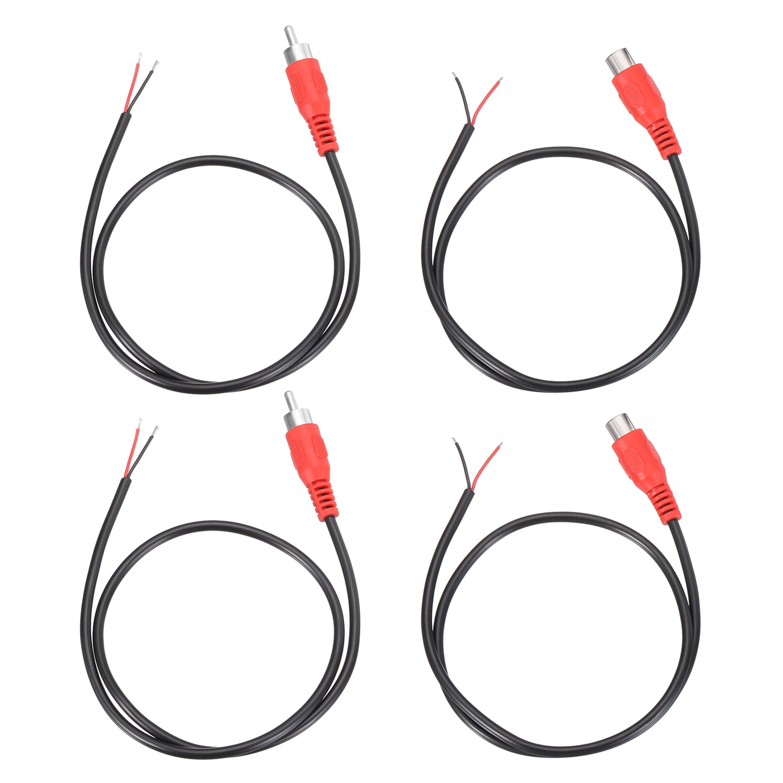 Unique Bargains 1.6FT RCA to Bare Wire Speaker Cable 22AWG Replacement Red RCA Female Male Plug to Open End Pigtail Audio Cable Connector Adapter for Amplifier Home Audio Speakers 4pcs