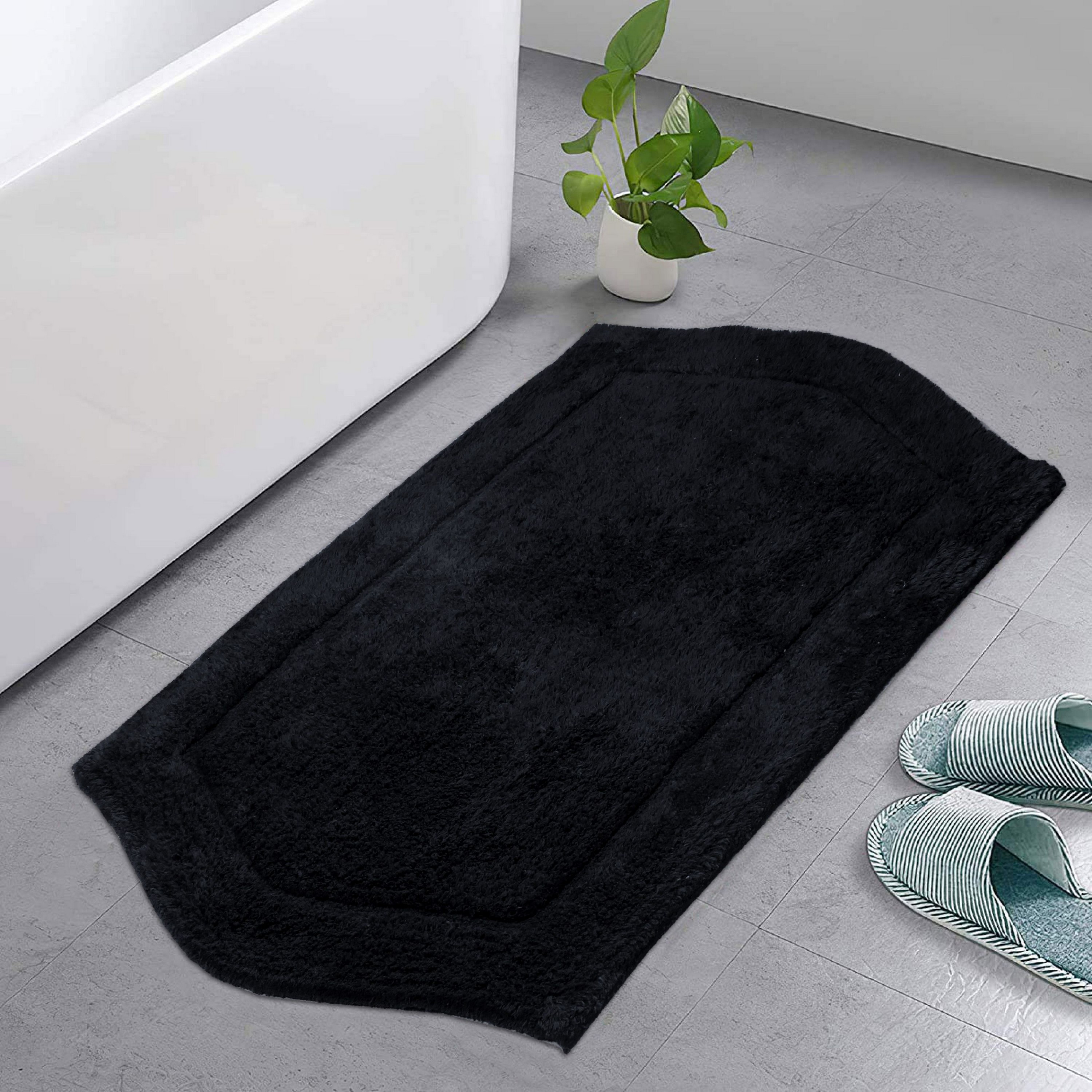 Home Weavers BWA2440BLK Waterford 24-Inches x 40-Inches Black Cotton Bath rug