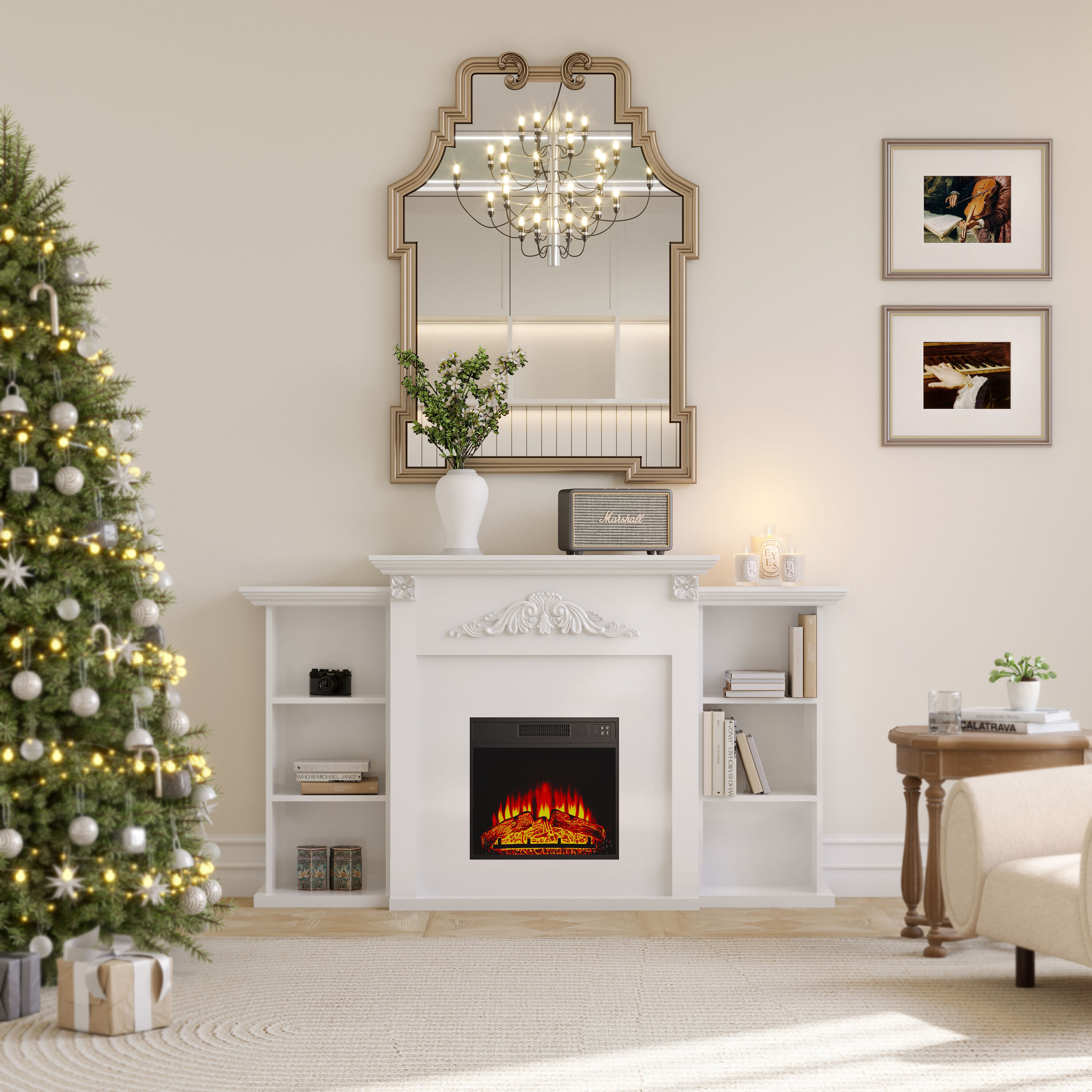 Ark Design 72.4in W White Free Standing Fanforced Flat Wall Electric