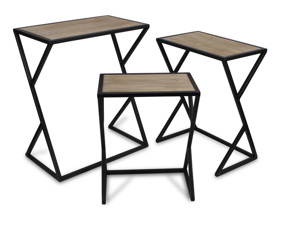 Cheung's 5385-3 Nesting Table 3-Piece Rustic Wood Fir Accent Table Set
