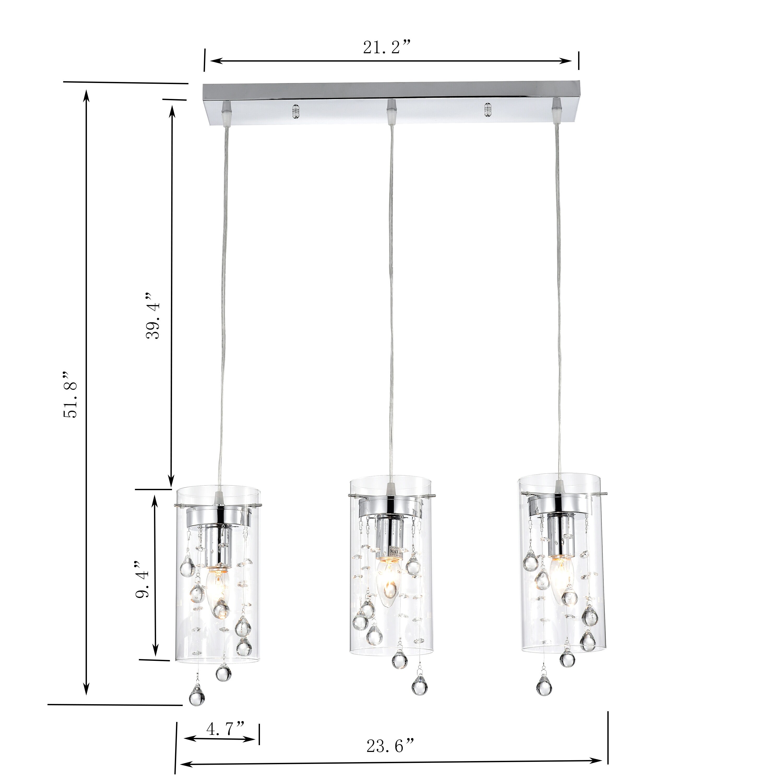 Greenville Signature Greenville Signature 3-Light Cylinder Pendant in ...