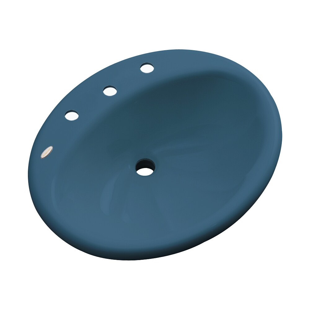 Dekor Seaside Rhapsody Blue Composite Drop In Oval Bathroom Sink