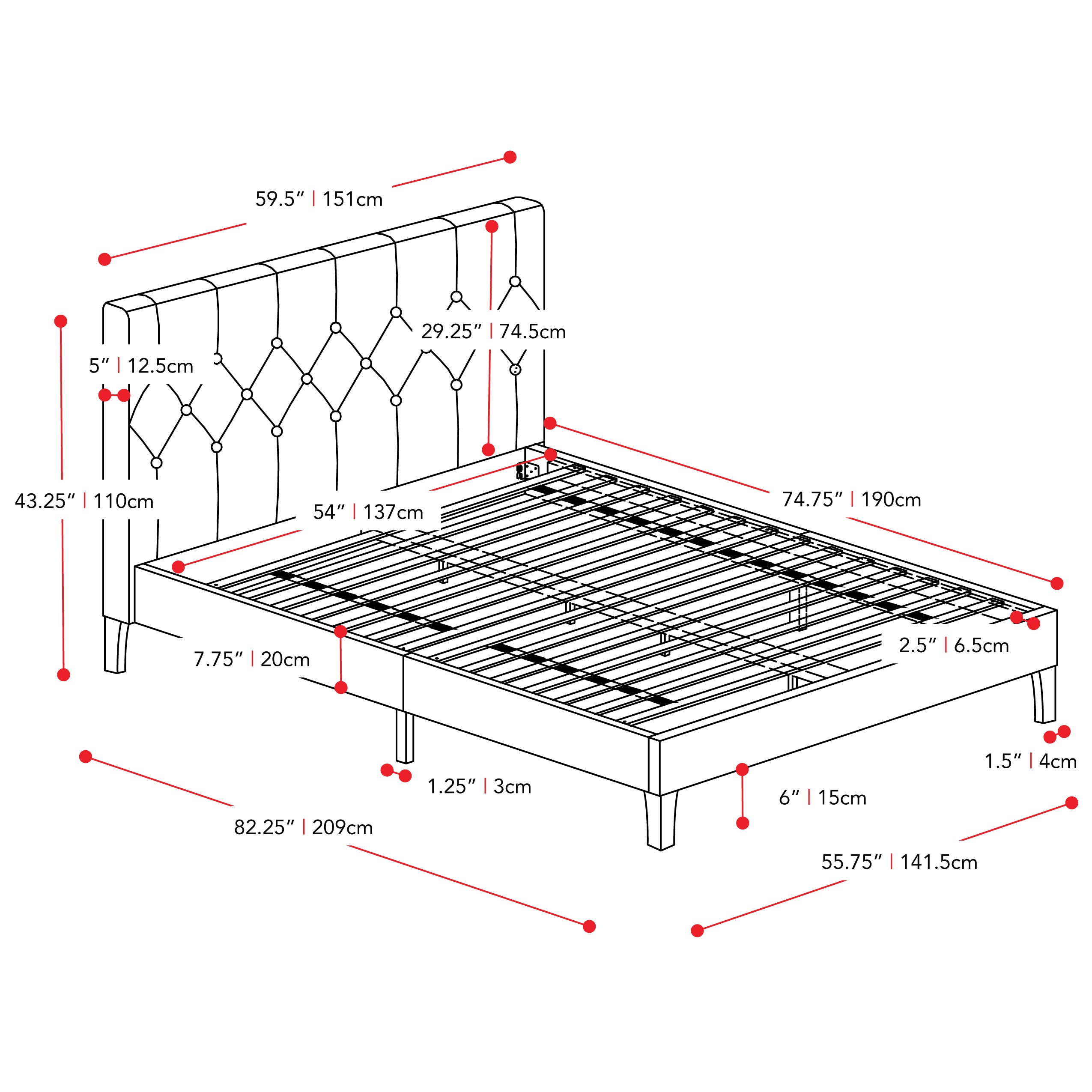 CorLiving Nova Ridge Light Grey Full Upholstered Panel Bed in the Beds ...