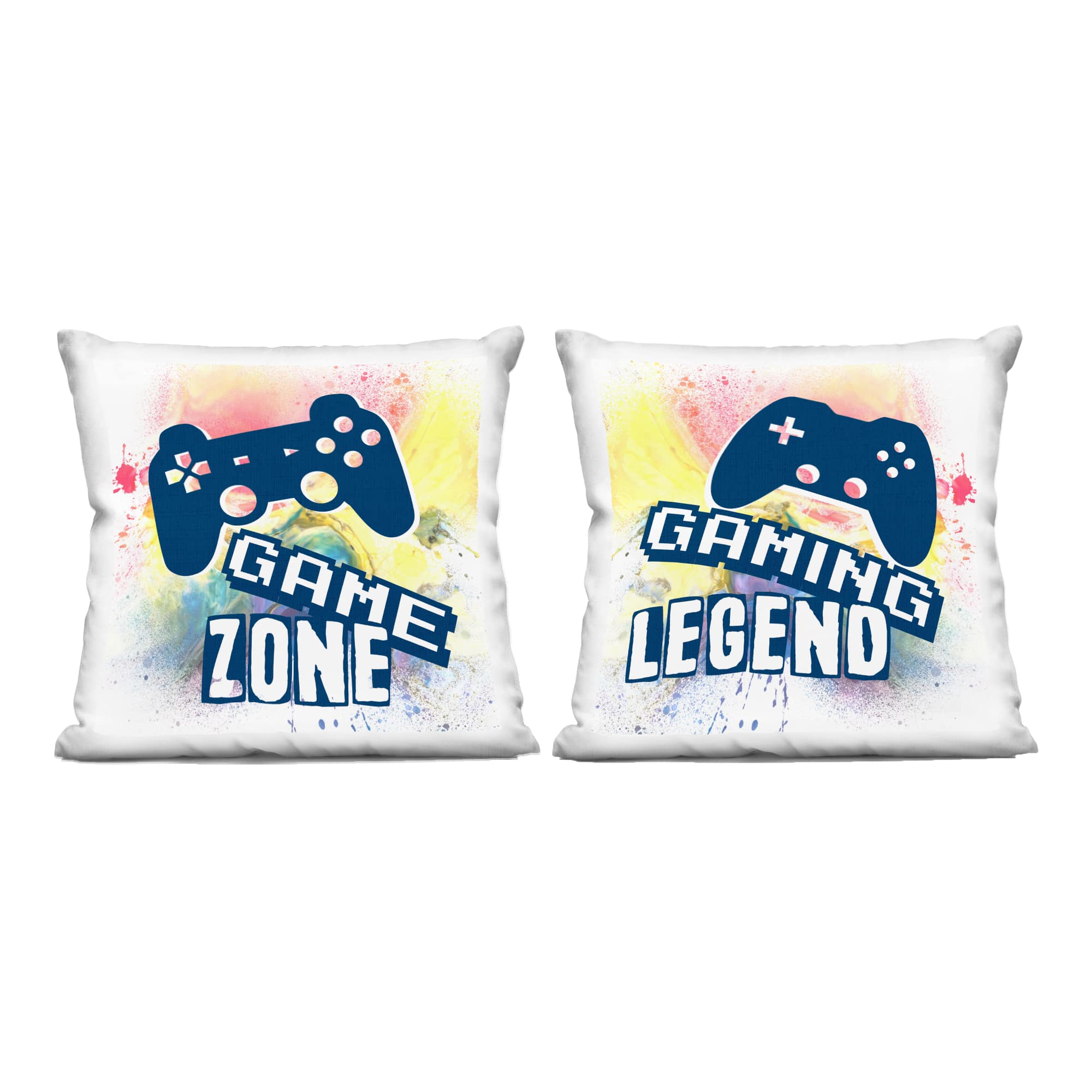Stupell Industries PL2-851-SQW-2P-18X18 Retro Splatter Game Phrases 2pc Decorative Printed Pillow Set Design by Marcus Prime