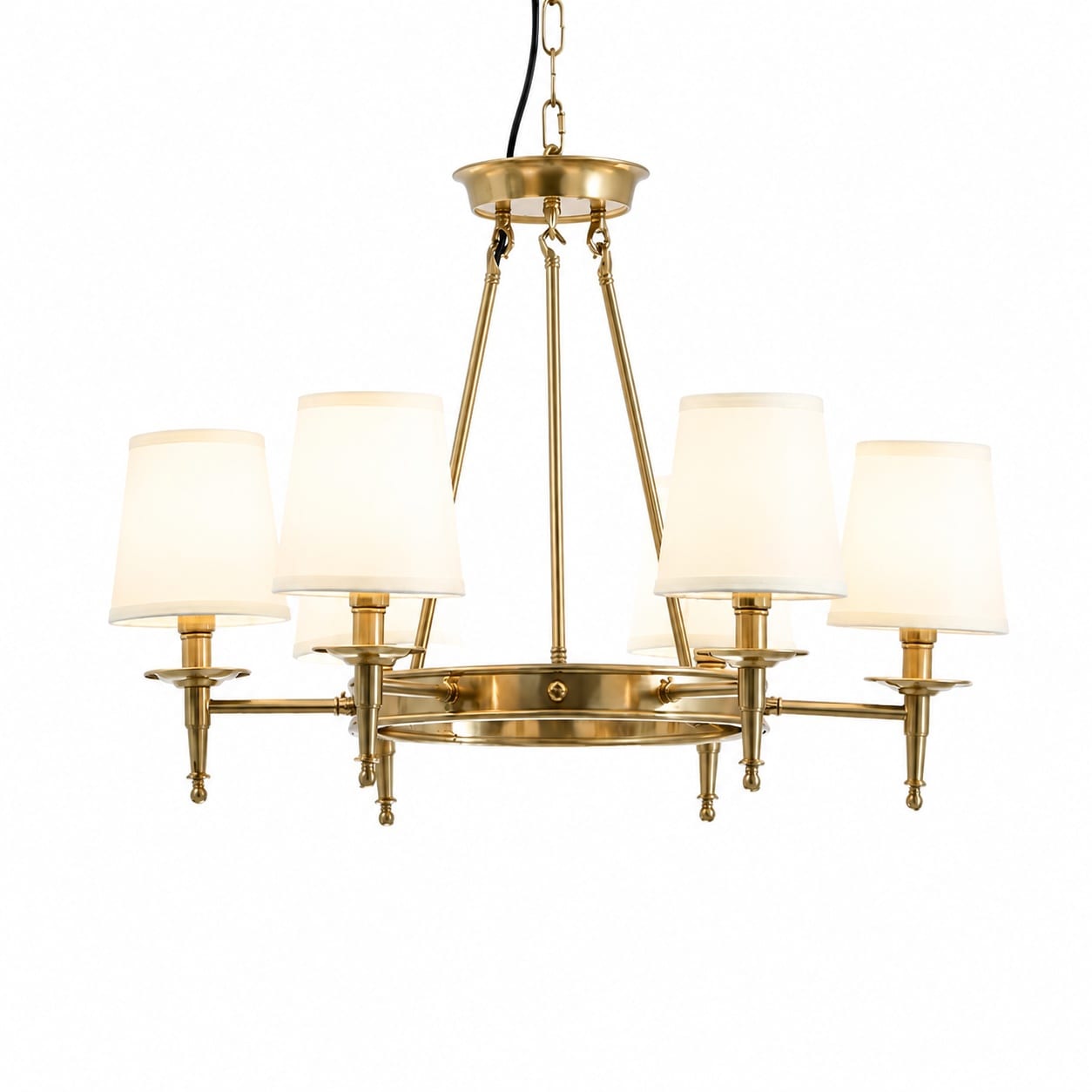 Aoibox  6 Light Gold Brass Chandelier with White Linen Shade 29 52 in W Adjustable 59 in Chain Fixture