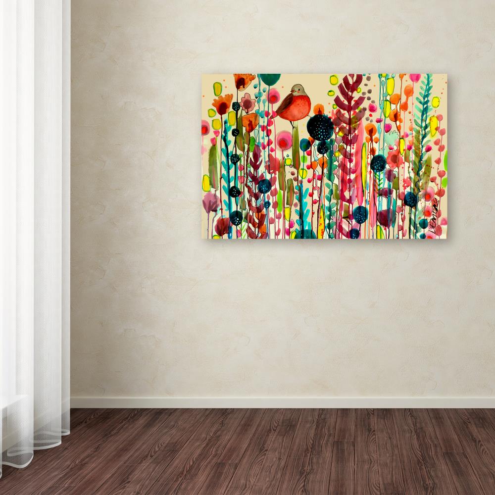 Multicolor Floral and Bird Modern Canvas Wall Art