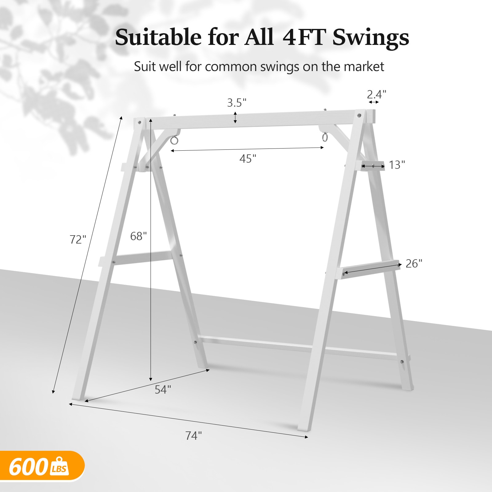 VINGLI 6.2 FT 660 LBS Capacity Wooden A-Frame Swing Stand with ...