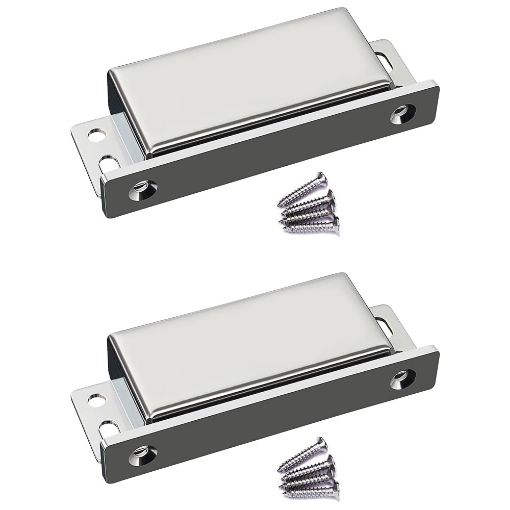 Phyfalip  Magnetic Cabinet Door Catch 160lb Stainless Steel Heavy Duty Latch for Kitchen Bathroom Closet Cupboard Drawer Secure Closure 2 pack