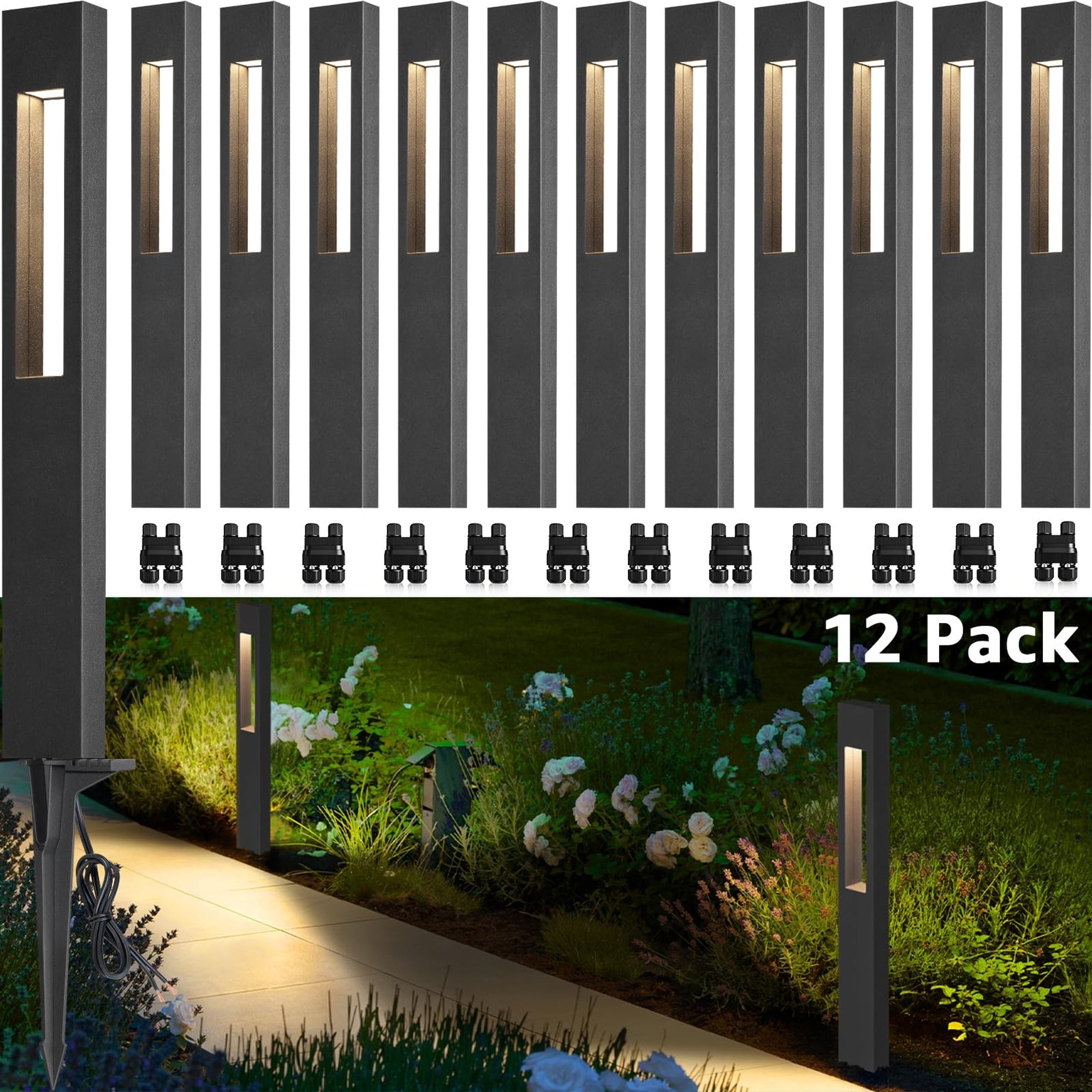 Wudkey 12-Pack Soft White Aluminum Low Voltage Path Lights 3W in the ...