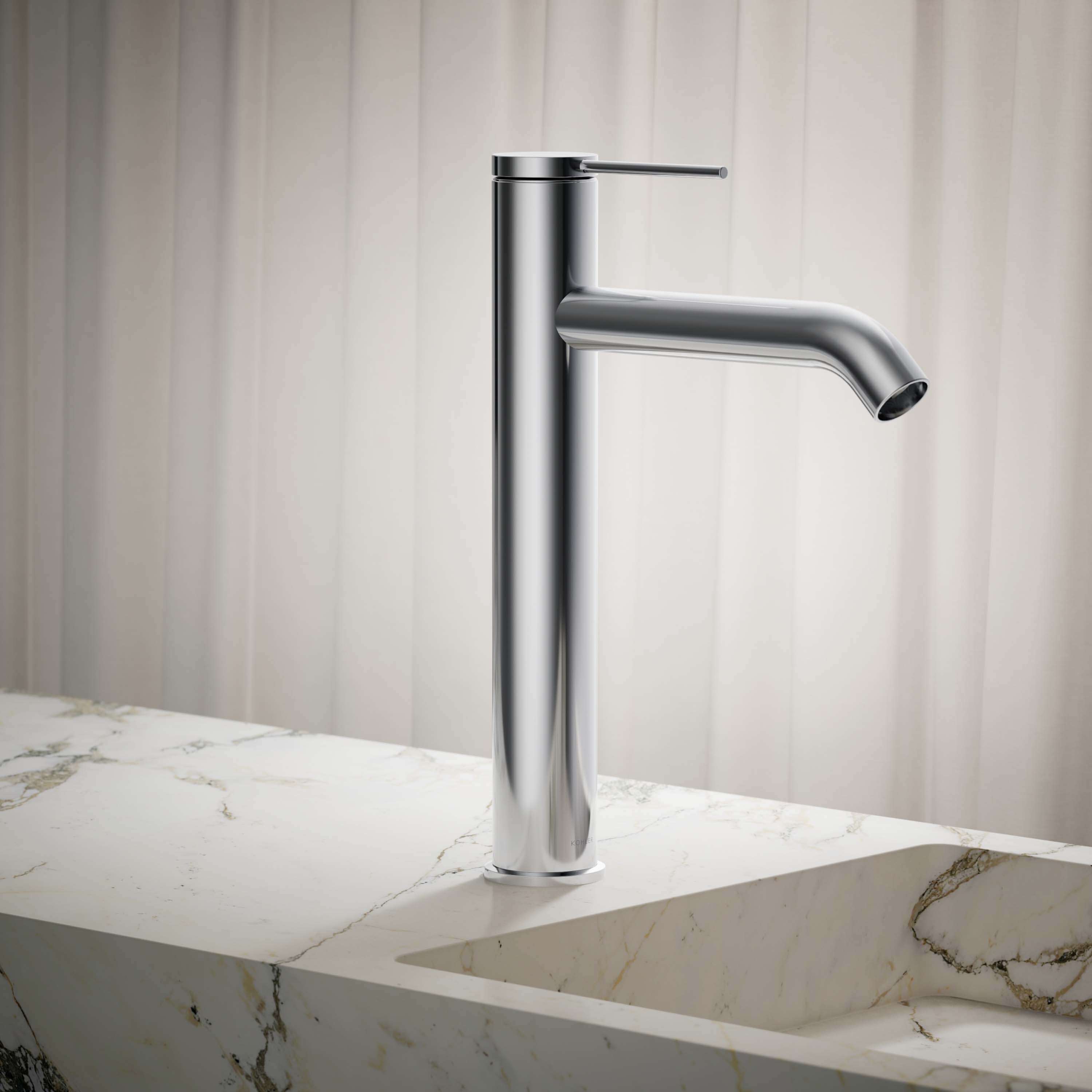 KOHLER K-77959-4A-CP Components Polished Chrome Single hole 1-handle WaterSense Low-arc Commercial/Residential Handle Bathroom Sink Faucet with Drain