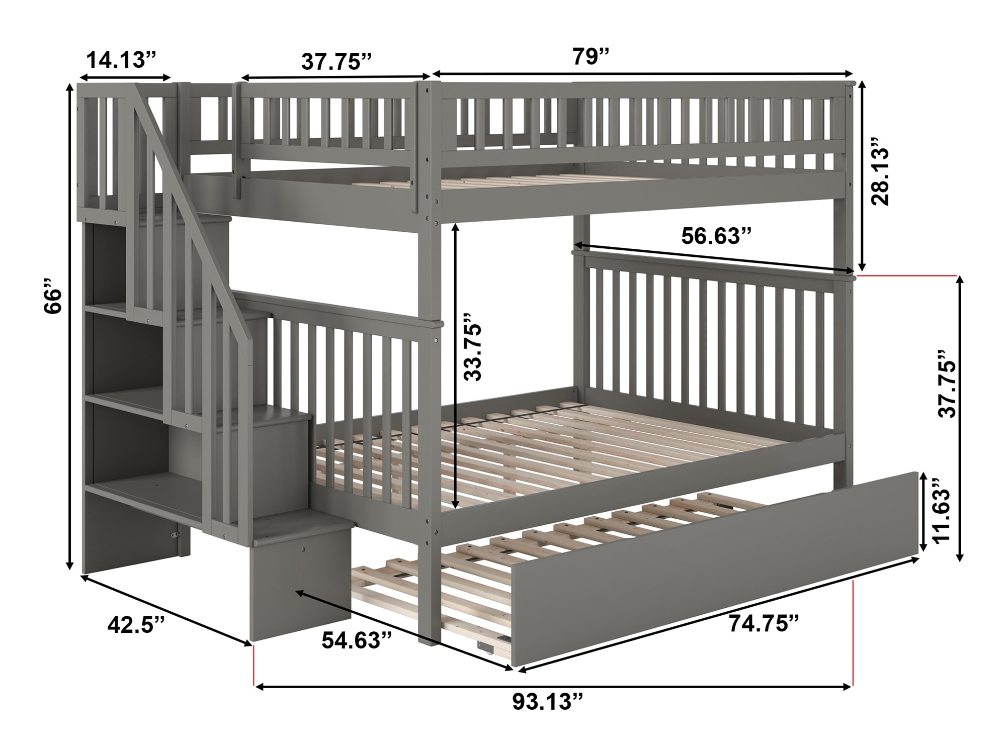 AFI Furnishings Woodland Grey Full Over Full Bunk Bed in the Bunk Beds ...