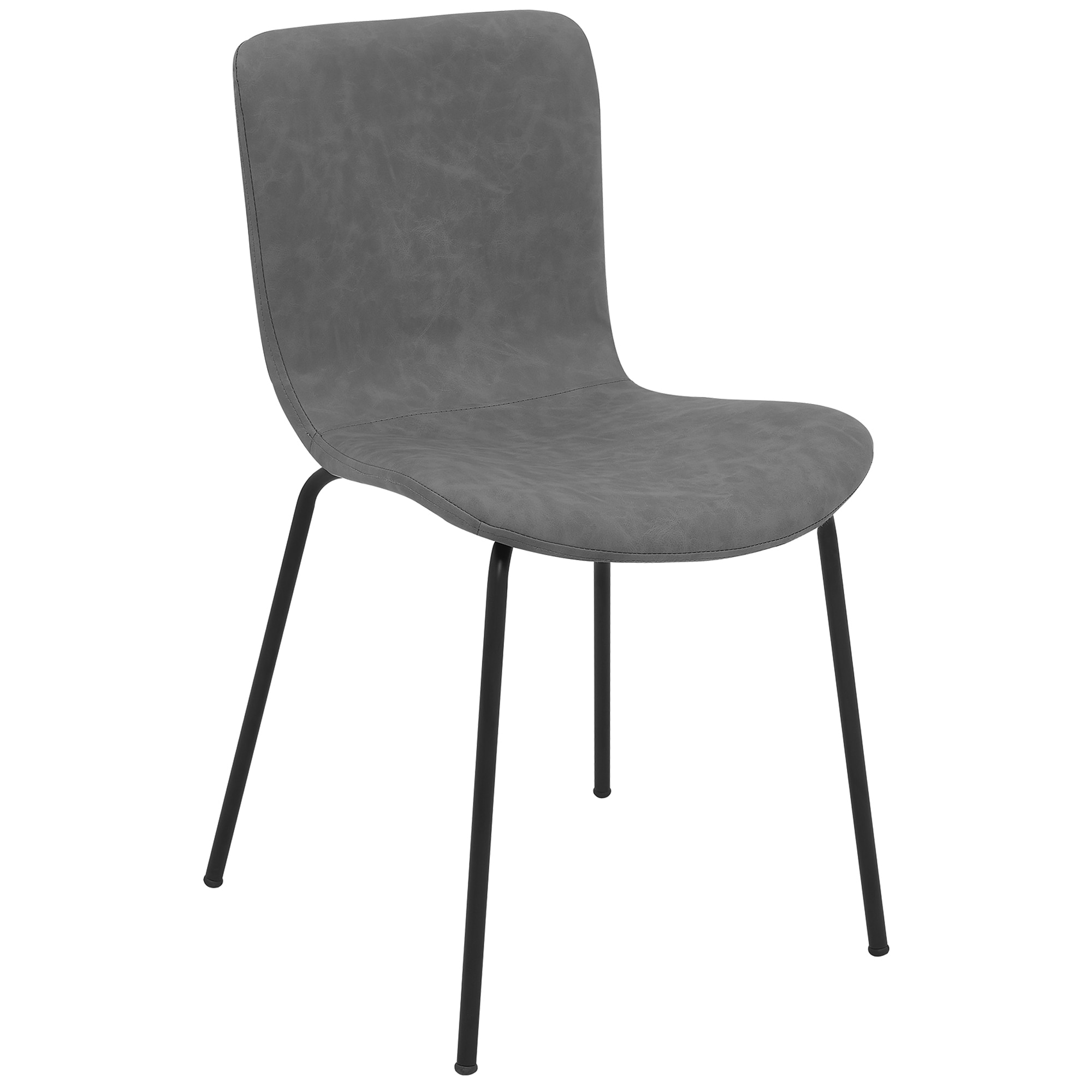 Armen Living LCGLSIBLGR Set of 2 Contemporary/Modern Faux Leather Upholstered Dining Side Chair (Metal Frame)