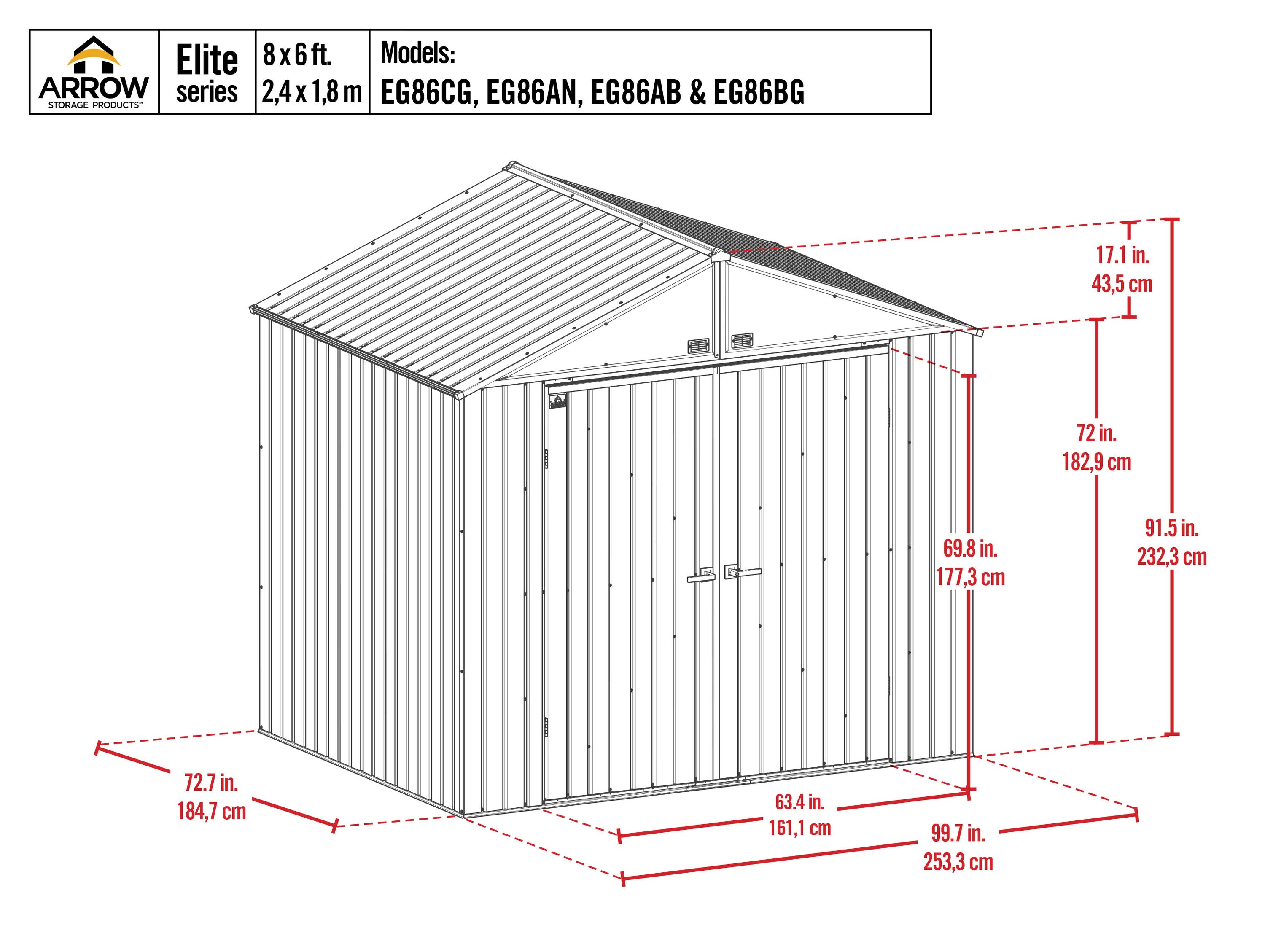 Arrow EG86BG Metal-Storage-Buildings-Sheds - View #2