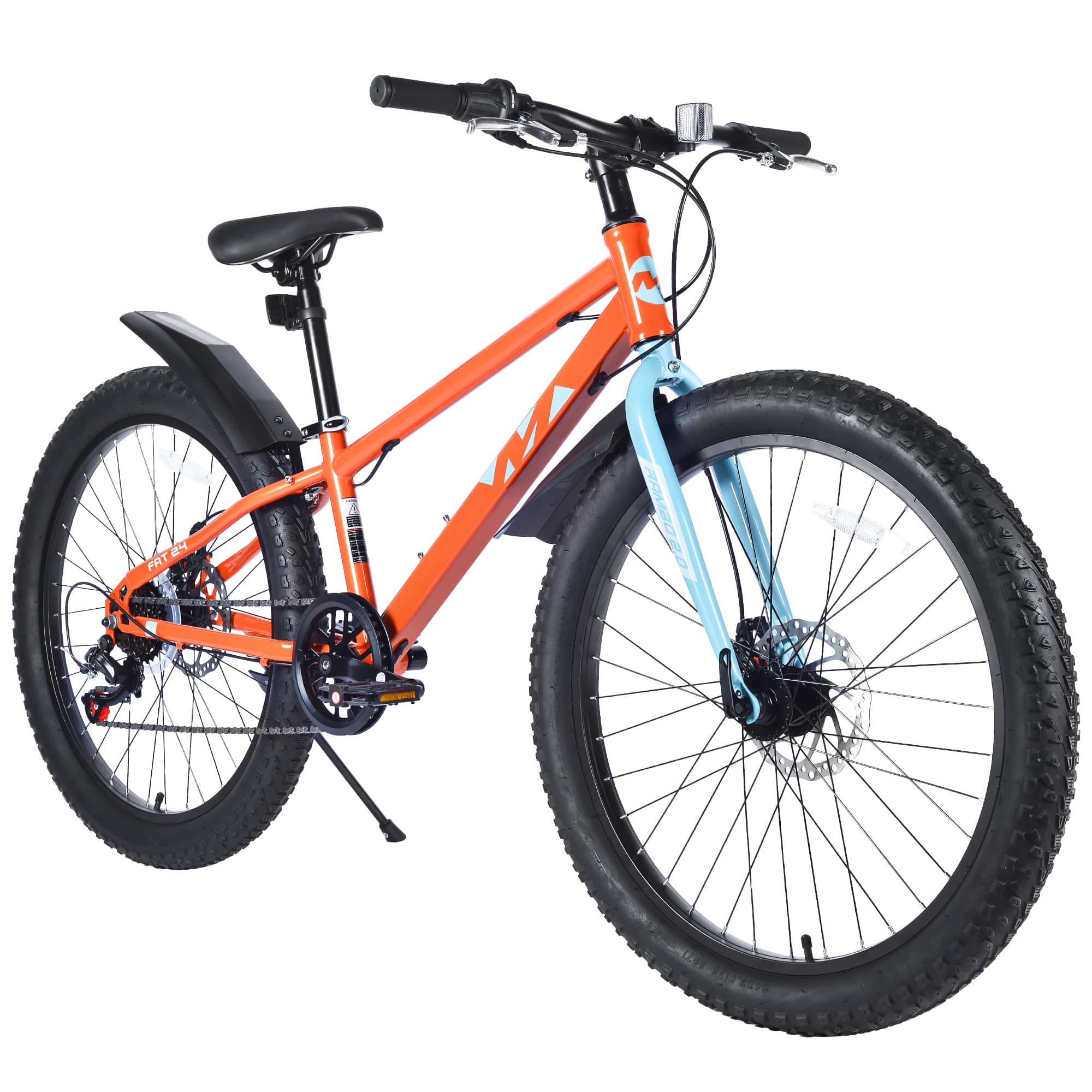 Vynxaria Orange 24 Inch Fat Tire Adventure MTB for Ages 10