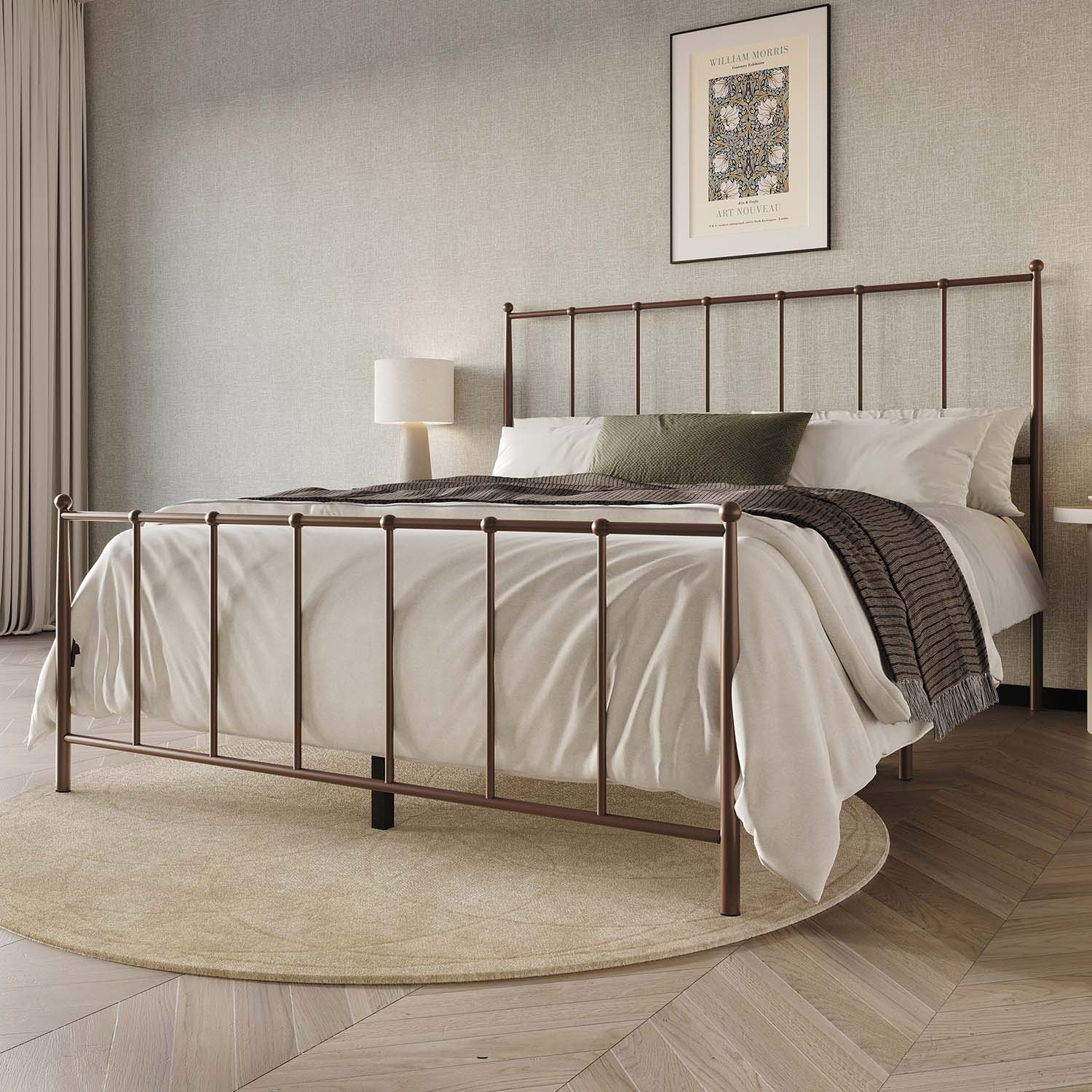 CasePiece CMB026QPL-BN-MT Brown Queen Metal Platform Bed