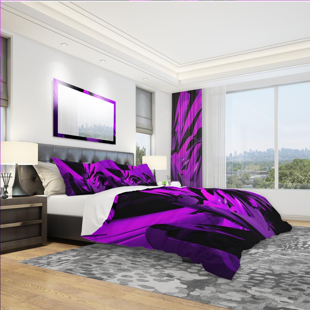 Designart BED3099-K 3-Piece Purple King Duvet Cover Set