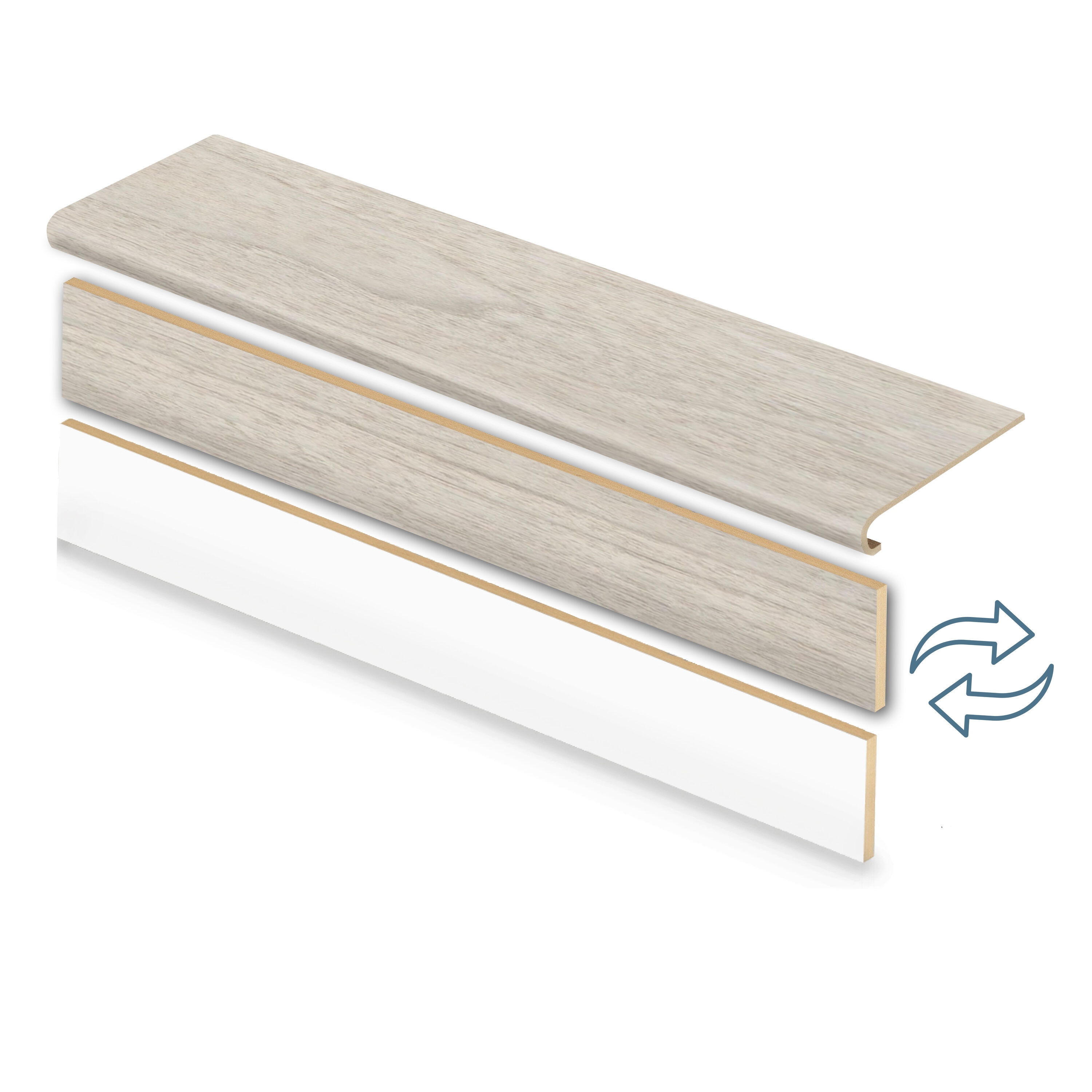 Zamma 20C077112 Cap A Tread Stair Renewal System 47-in x 12.125-in x 1.6875-in Fawn Beige Oak Type 1 Kit with Reversible Riser Laminate