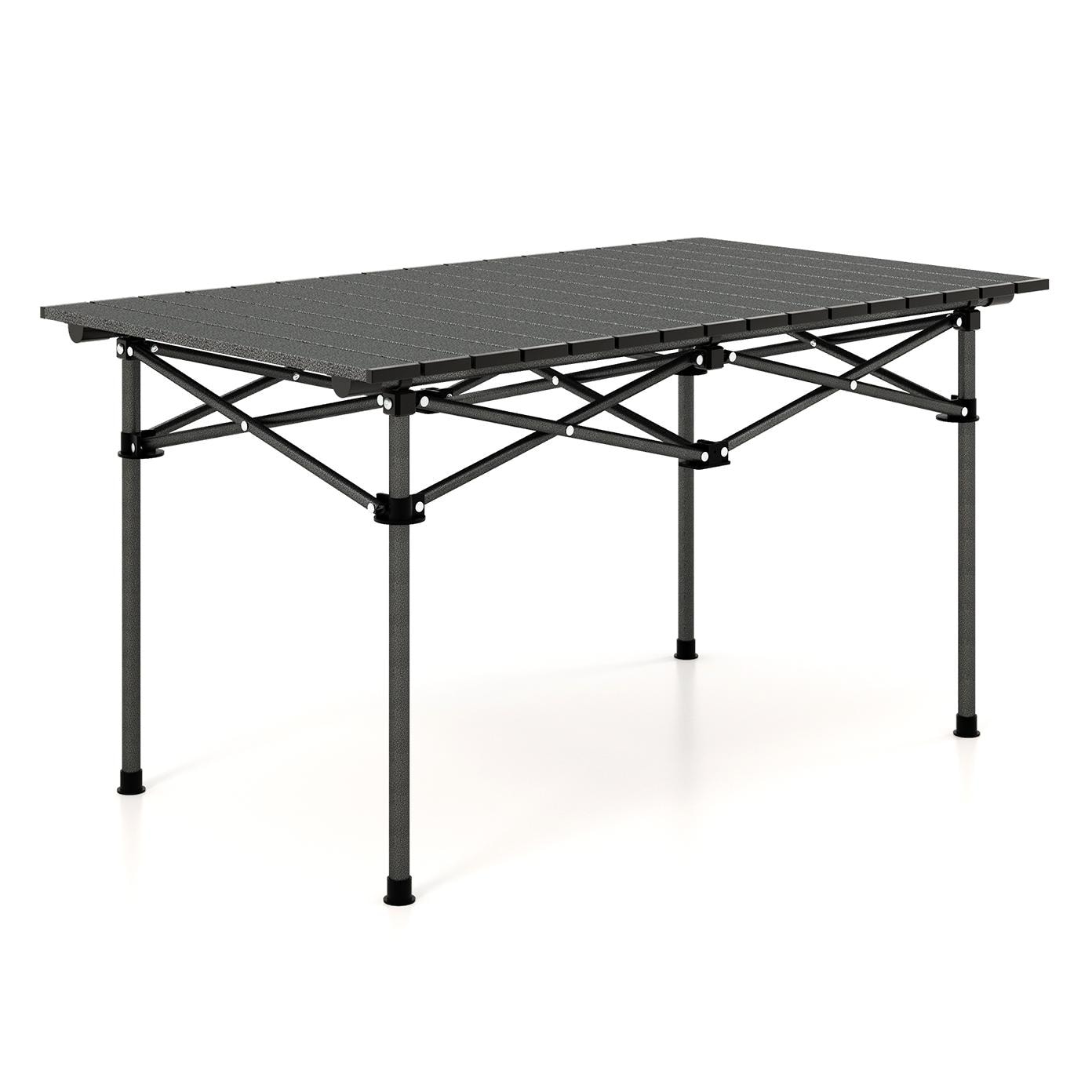 Forclover HYFE-10787CF 22-in Black Cast aluminum Rectangle Folding Picnic Table