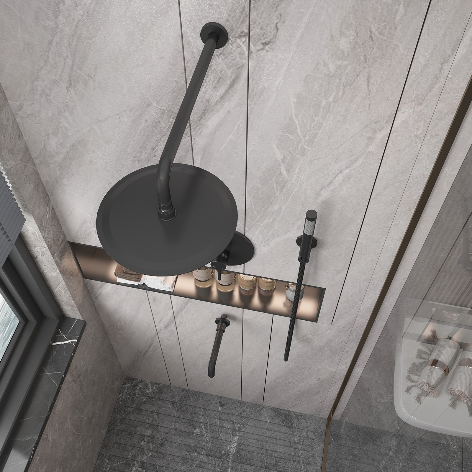 Mondawe AM-S0082C-10MB Showerhead-Bar-Panels - View #4
