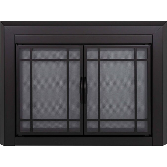 Pleasant Hearth Easton Black Large, Pleasant Hearth Fireplace Glass Doors Installation