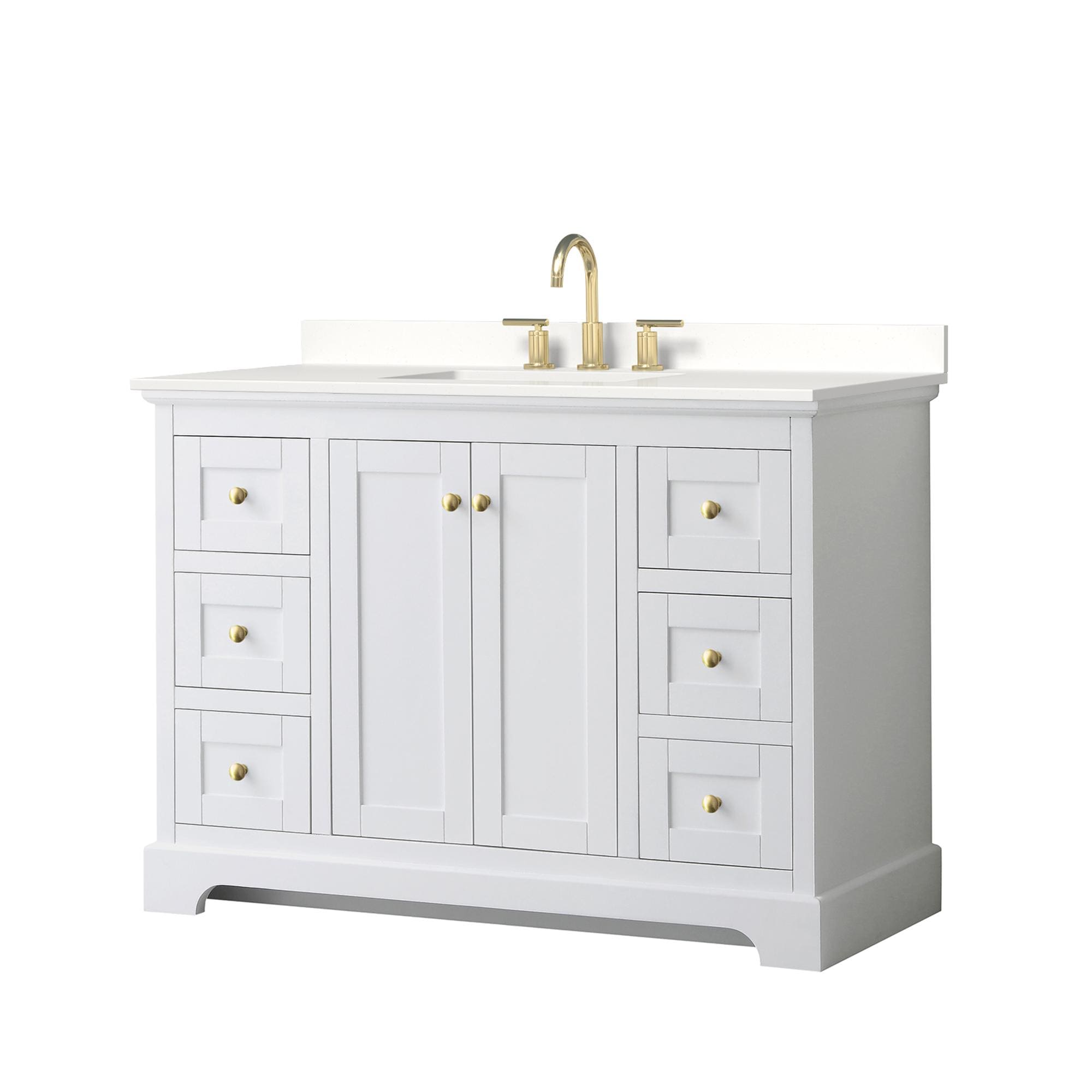 Wyndham Collection WCV232348SWGWQUS3MXX Avery 48-in White Undermount Single Sink Bathroom Vanity with White Quartz Top