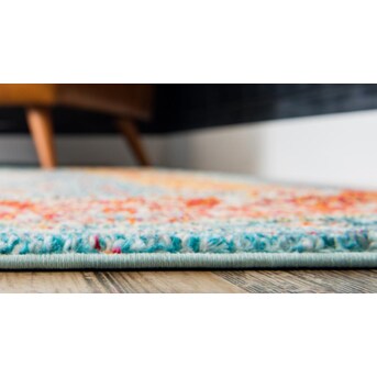 Unique Loom Da Vinci Vita 9 x 12 Blue/Orange Indoor Medallion Oriental Area Rug Unique Loom Da Vinci Vita 9 x 12 Blue/Orange Indoor Medallion Oriental Area Rug