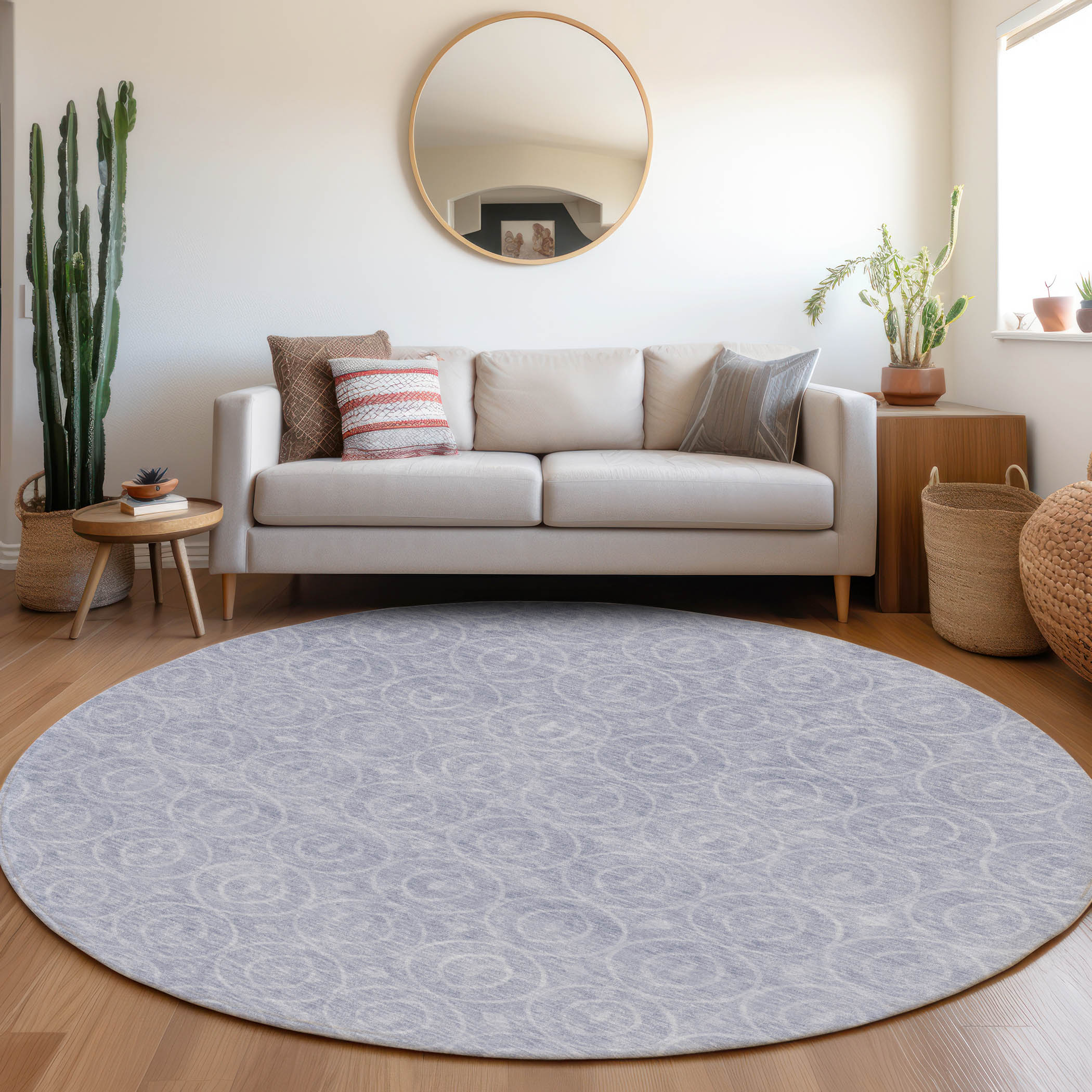 Addison Rugs ACN1227SK8RO Chantille ACN1227SK 8 x 8 (ft) Polyester Sky Round Indoor/Outdoor Geometric Machine washable Area rug