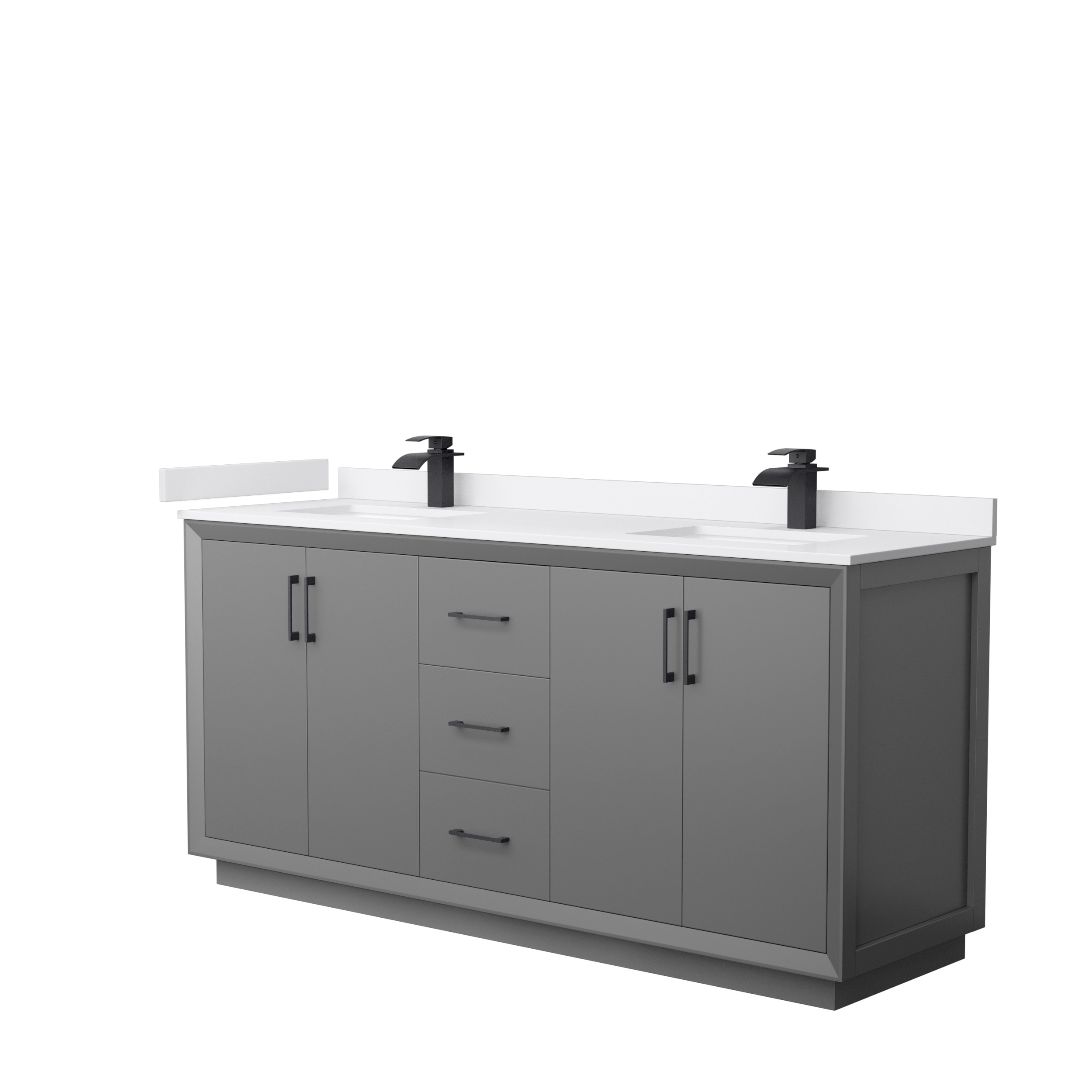 Wyndham Collection WCF414172DGBWCUNSMXX Strada 72-in Dark Gray with Matte Black Trim Undermount Double Sink Bathroom Vanity with White Cultured Marble Top