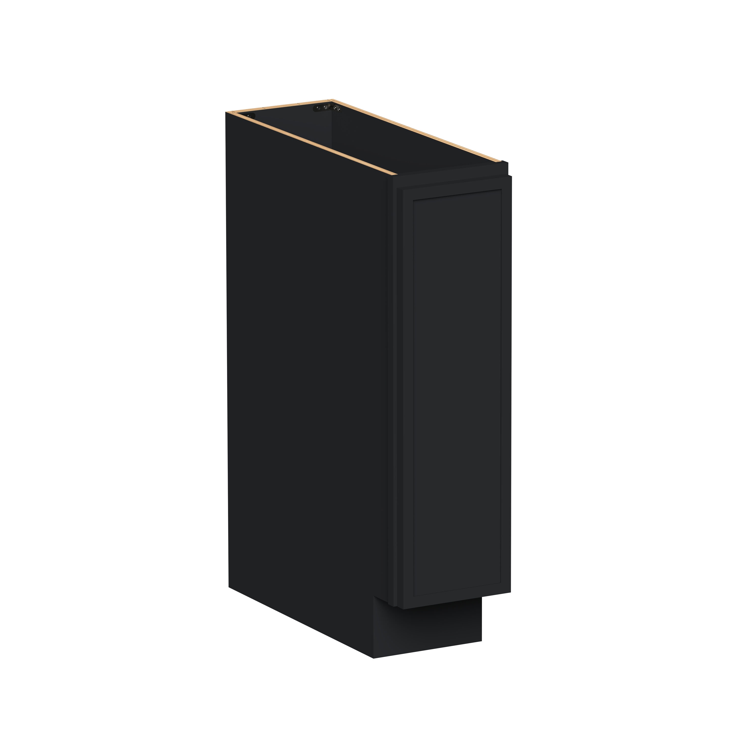 Boyel Living 9-in W x 34.5-in H x 24-in D Black Shaker Ready-to-Assemble Kitchen Full Height Door Base Cabinet with Soft-Close Hardware #BL-FDB09SSE