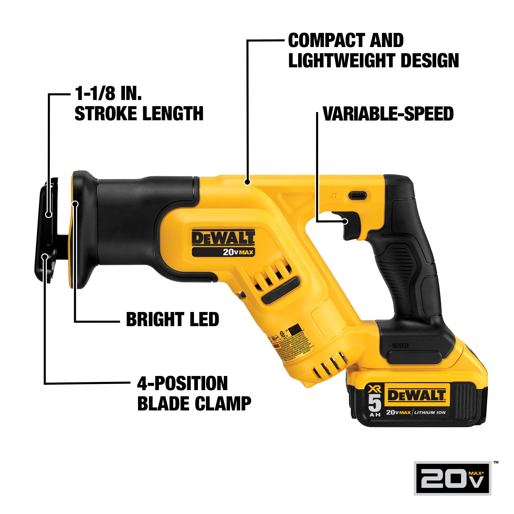 DEWALT DCS387P1 20-volt Max Variable Speed Cordless Reciprocating Saw (Charger Included and Battery Included) - 2