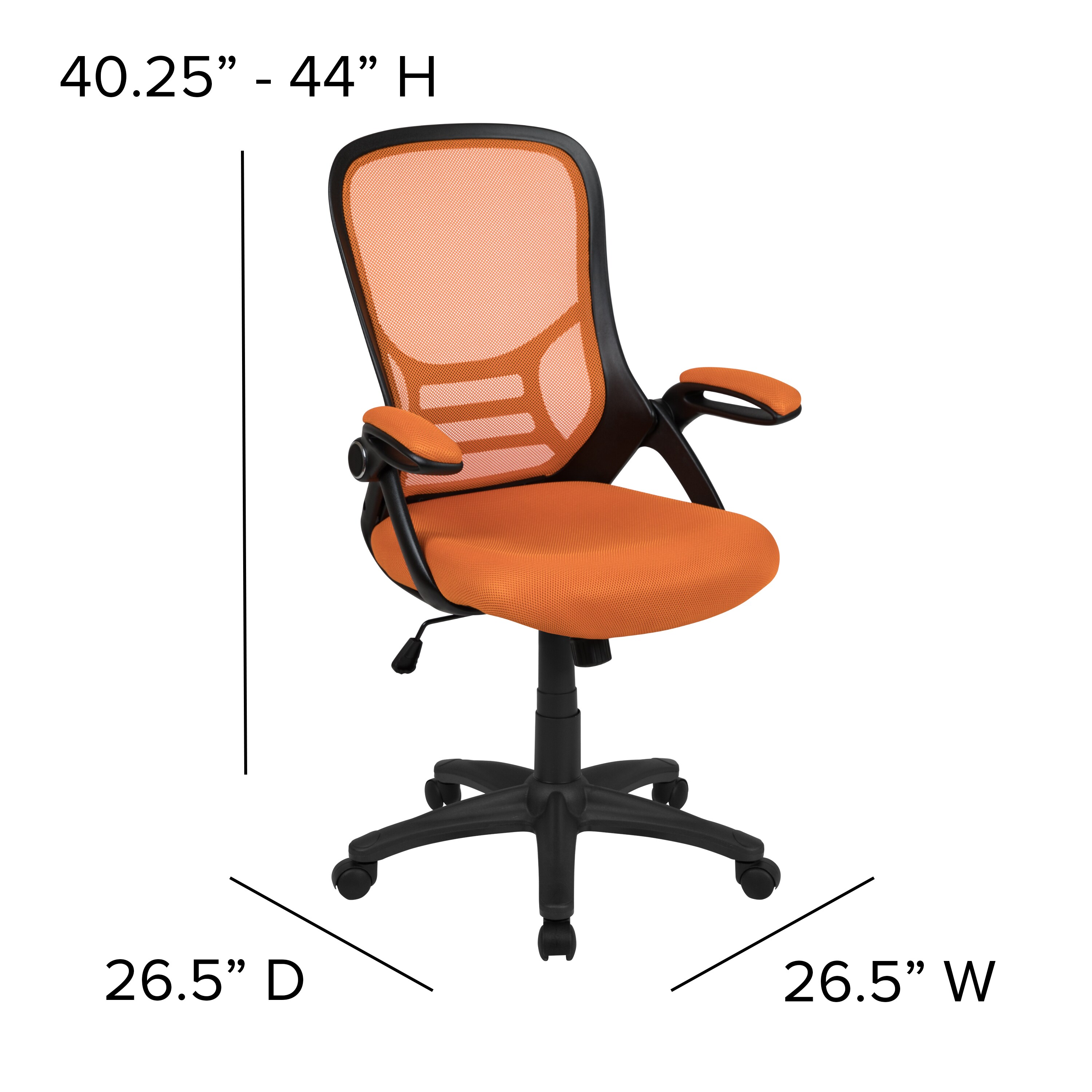 High Back Orange Mesh Ergonomic Swivel Office Chair with Adjustable Arms