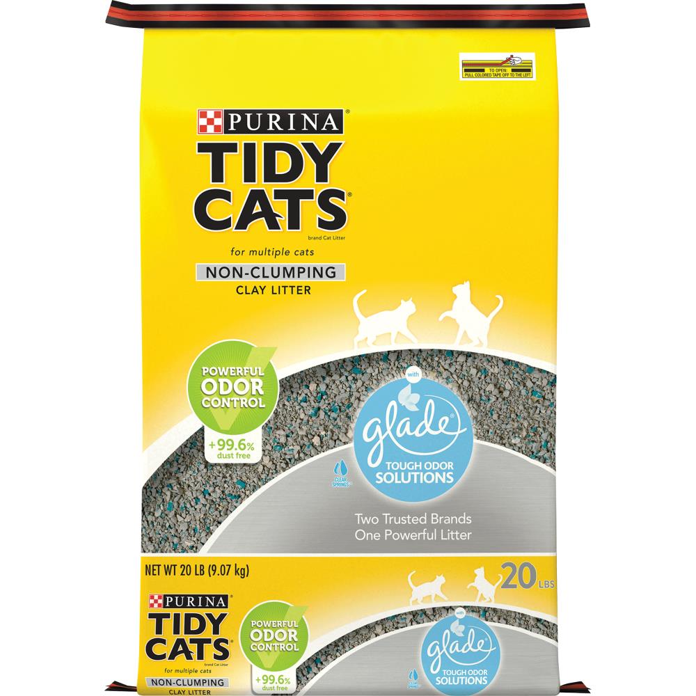 Purina Tidy Cats Glade Conventional 20lb Cat Litter – Controls Odor, Multiple Cat Formula, Gray Color, Scented with Clear Springs Scent