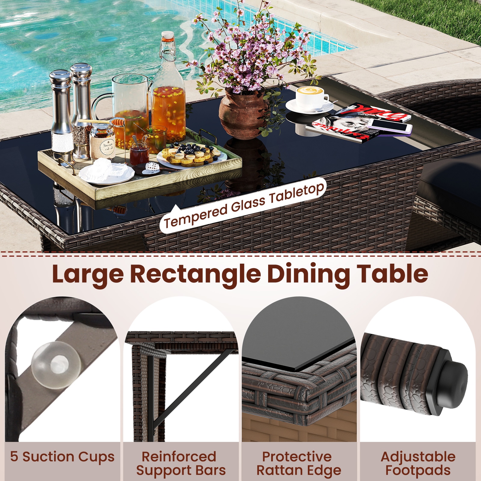 YERIVA P73632DKDH Patio-Dining-Sets - View #3