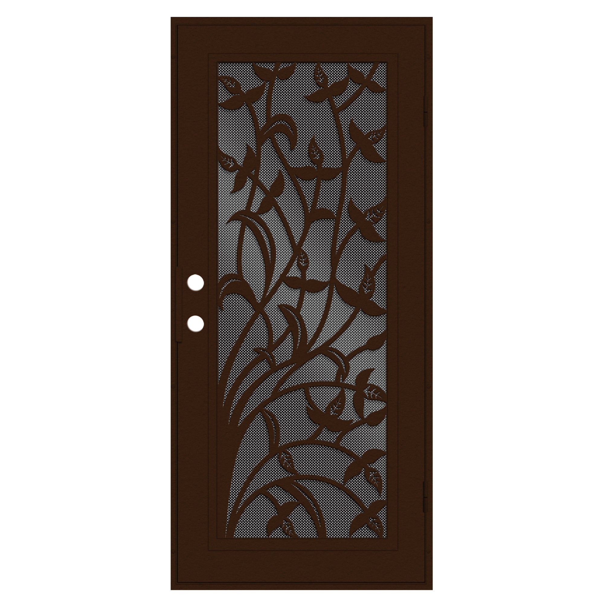 TITAN 3S3040EL1CPP7A Premium Aluminum Security Door 36-in x 80-in Copper Aluminum Surface mount Left-hand outswing Security Door with Desert Sand Screen and Double bore