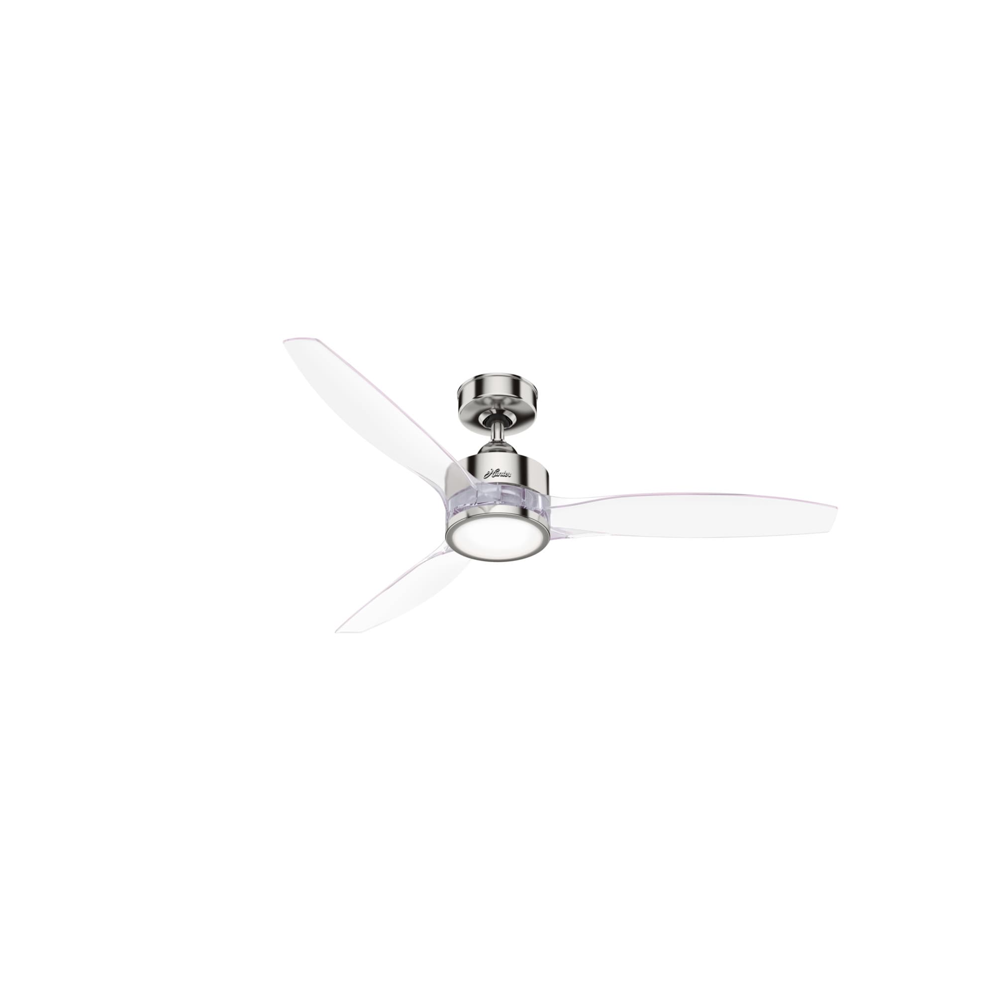 Hunter 50999 Park View 52-in Polished Nickel Integrated LED Indoor Ceiling Fan with Light and Remote (3-Blade)