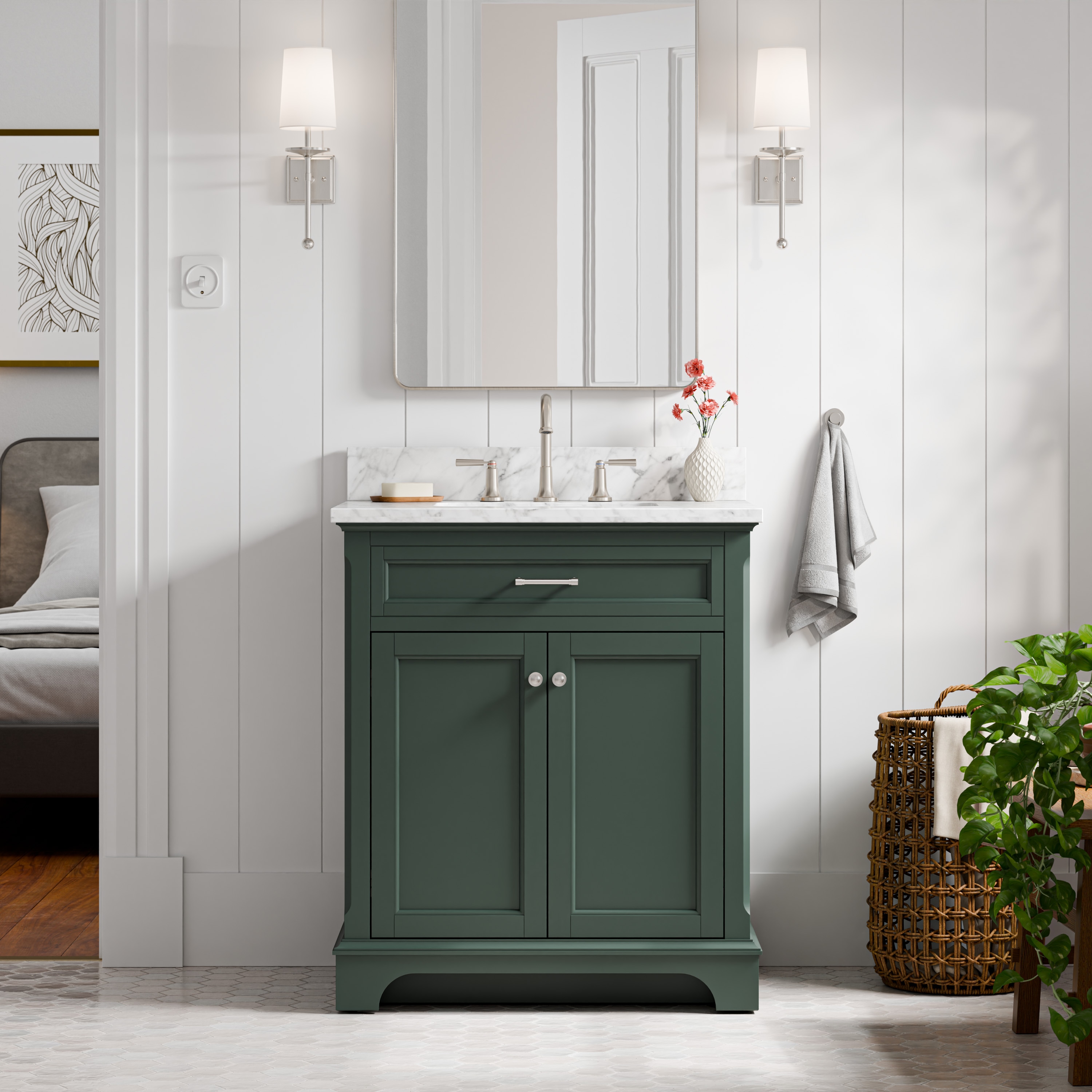 allen + roth  Roveland Pine Green Vanity and Faucet Bundle