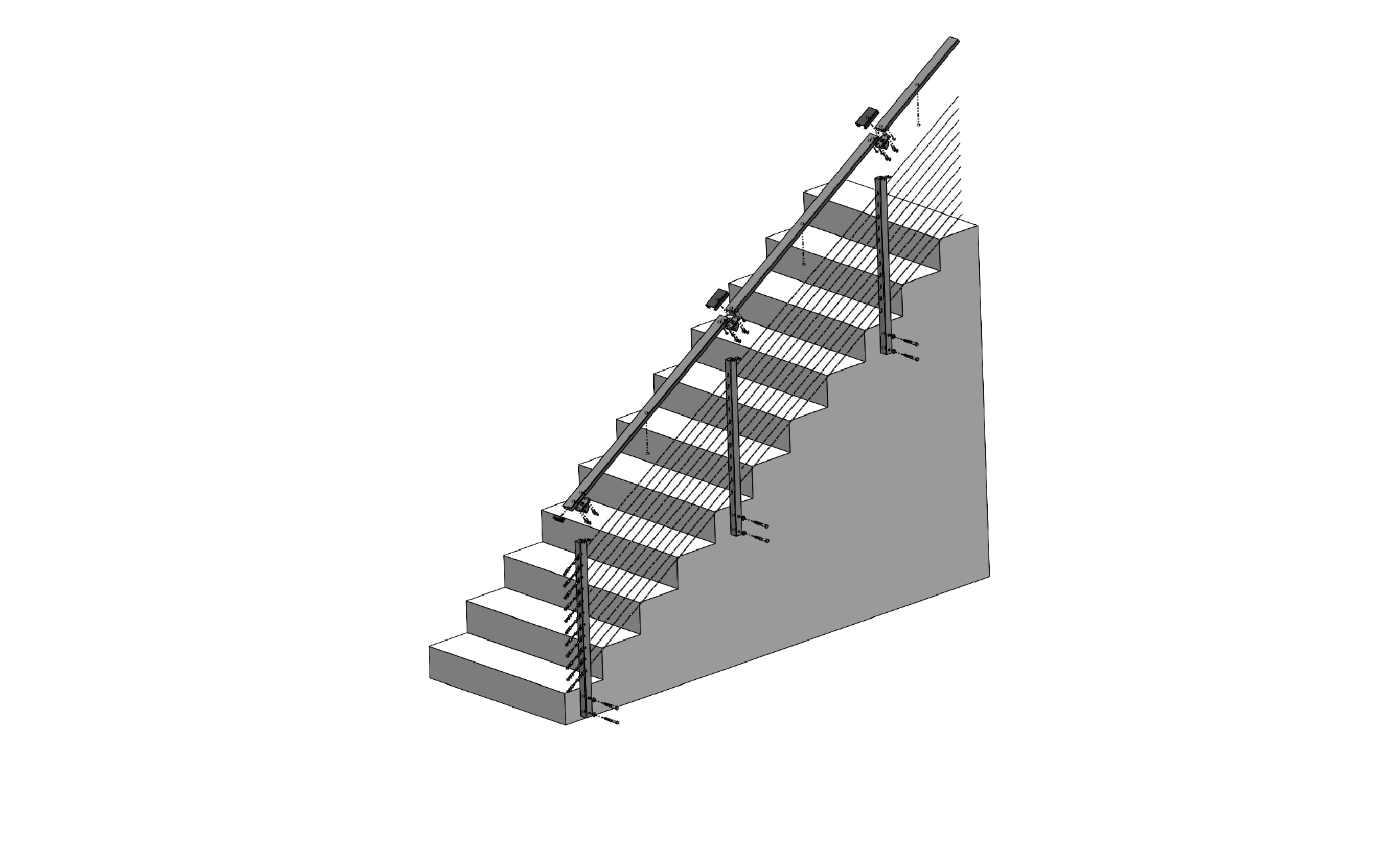 CityPost Stair Face Mount 28-ft x 36-in Black Steel Deck Cable Rail Kit ...