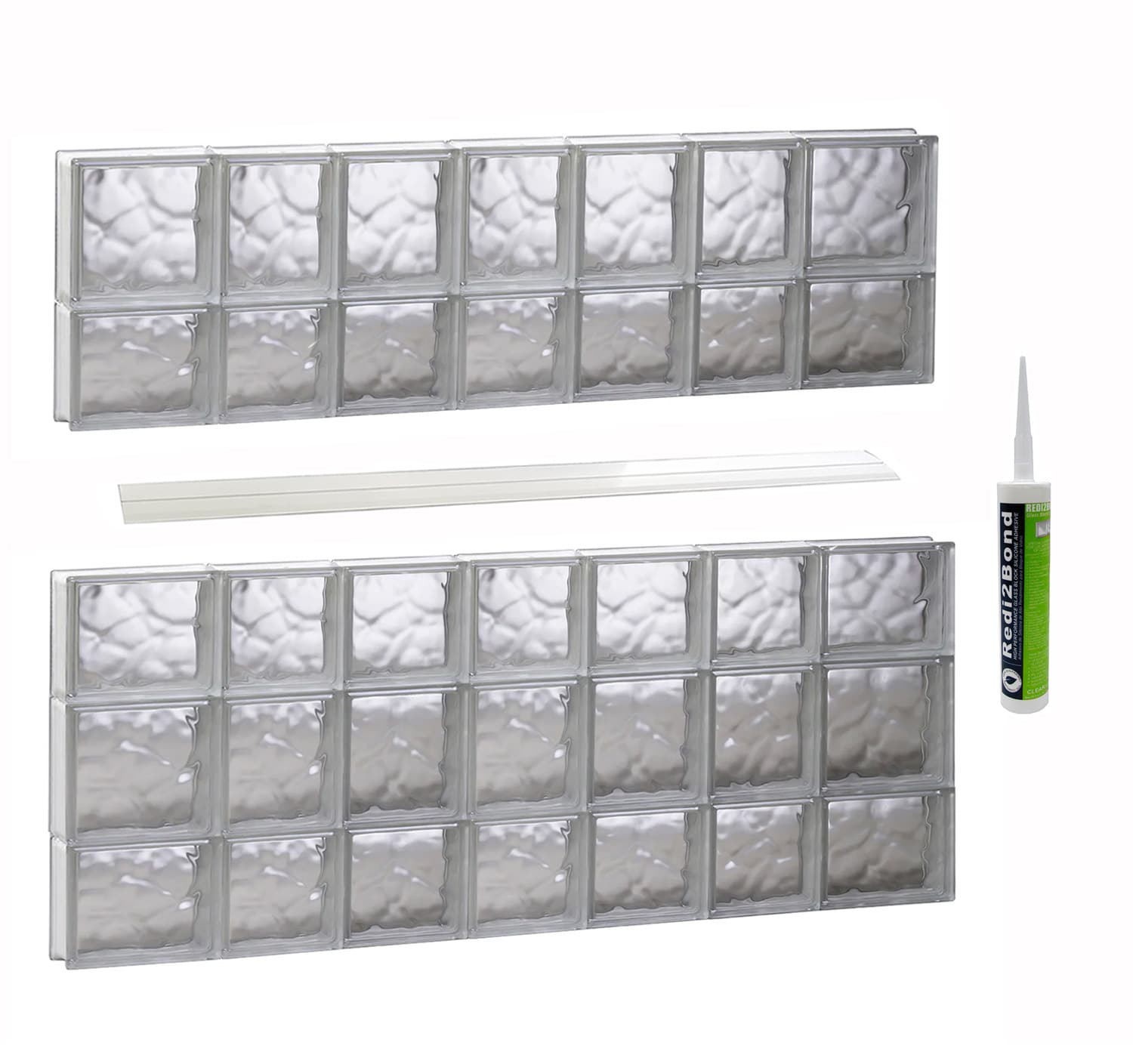 REDI2SET S4634DC Wavy Glass 44-1/4-in x 32-3/4-in Frameless Replacement Glass Block Window
