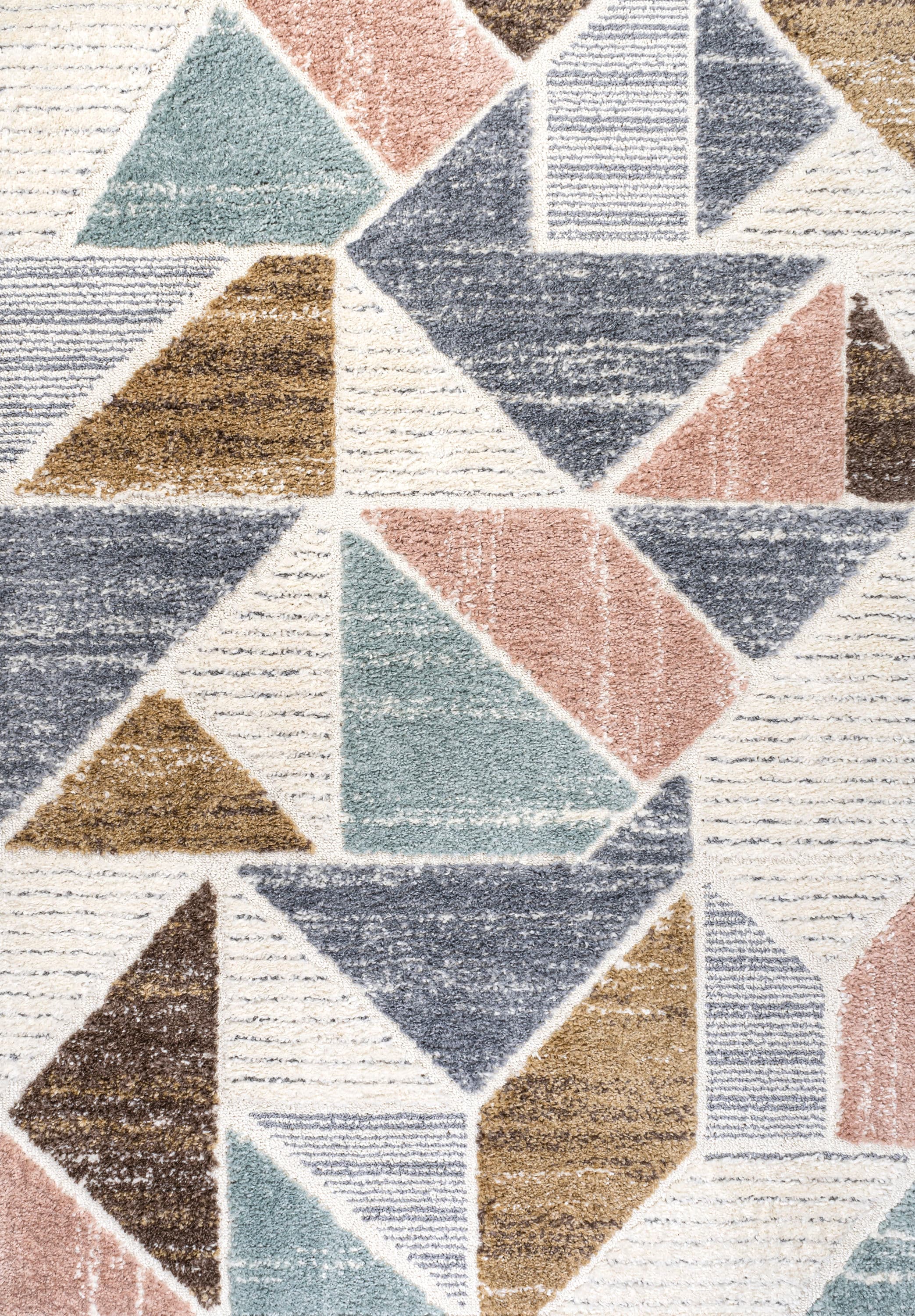 Ivory Geometric Synthetic Flat Woven Reversible Area Rug