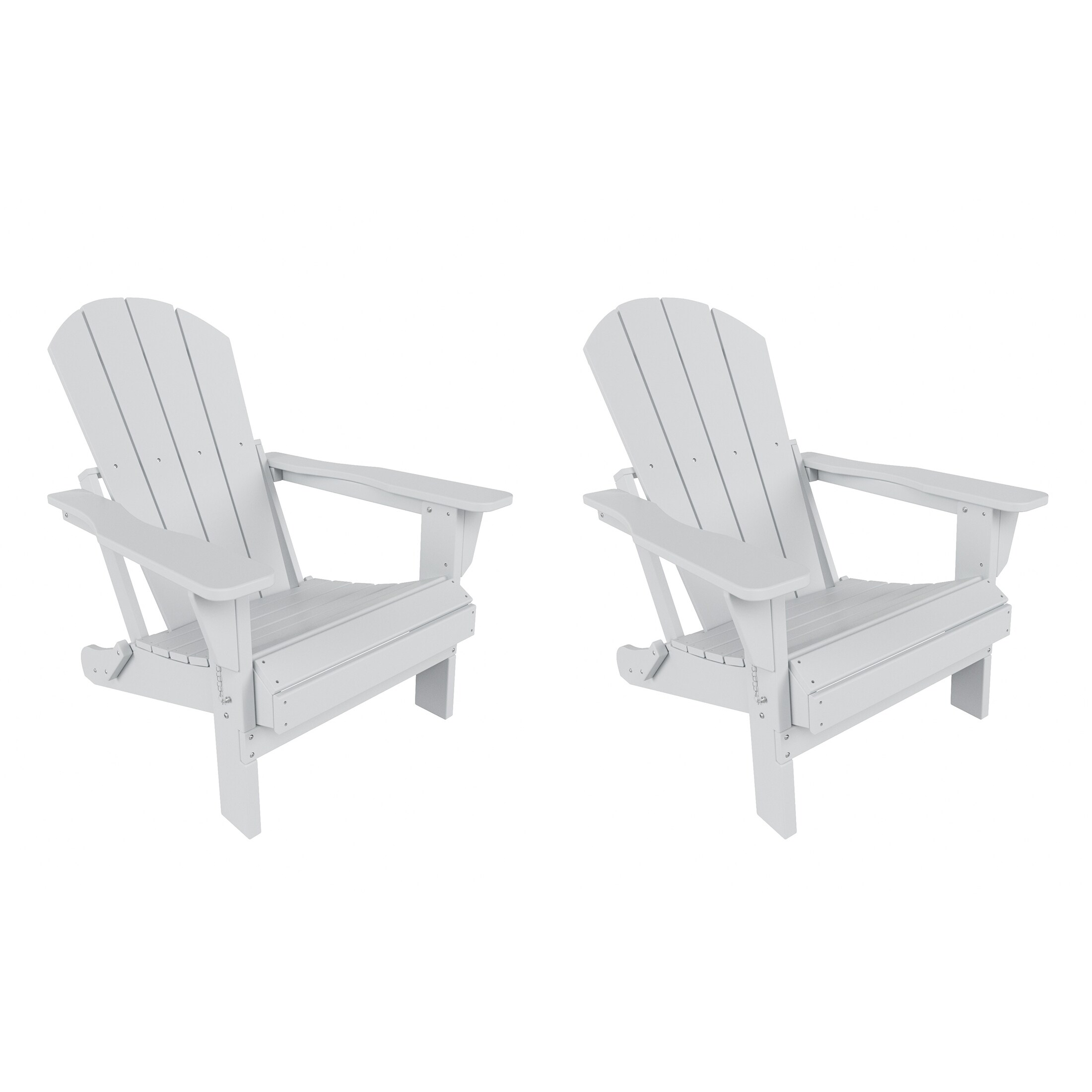 Westin Furniture 2001011-2 Laguna Set of 2 White HDPE Frame Stationary Adirondack Chair with Slat Seat