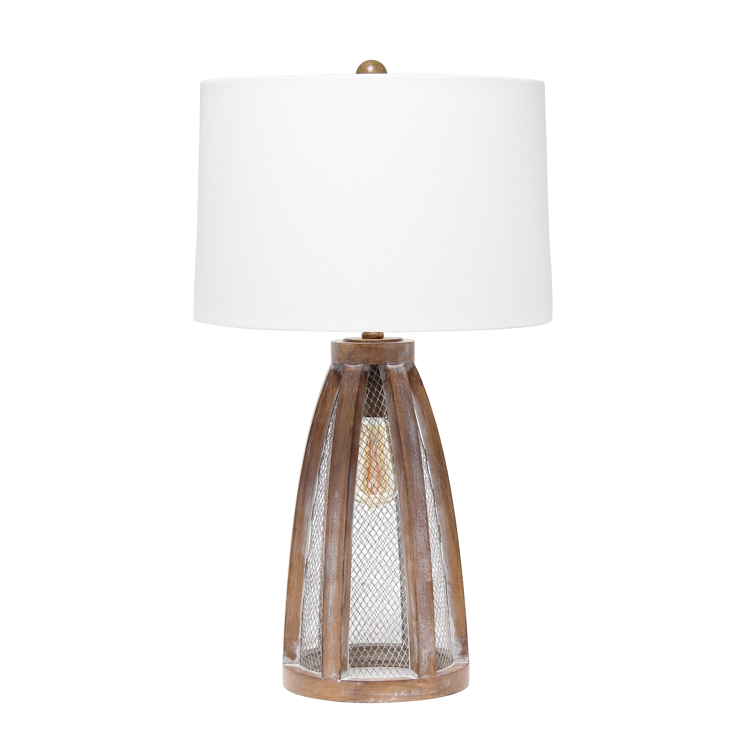Lalia Home LHT-5037-OW Barnlitt 29-in Old Wood Rotary socket Table Lamp with Fabric Shade
