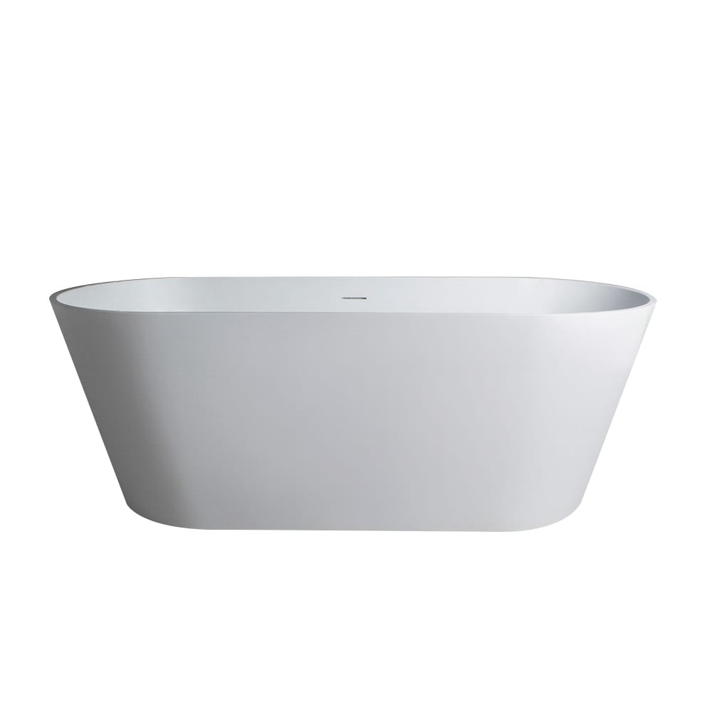 Vynxaria 65-in Matte White Solid Surface Freestanding Soaking Bathtub