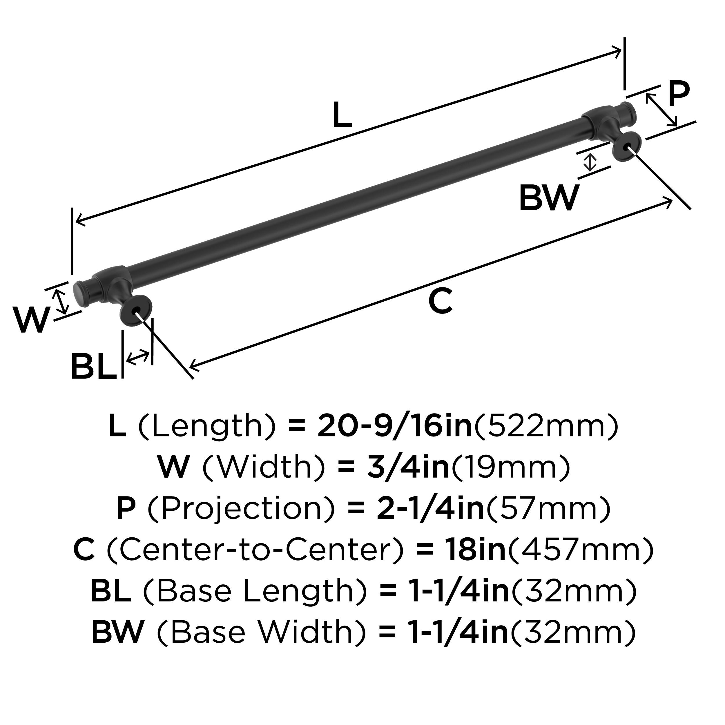 Winsome 18 Inch Matte Black Traditional Appliance Pull