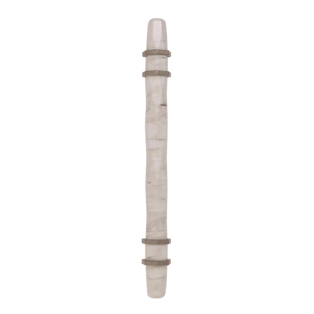Amerock BP36649MWG10 Carrione 5-1/16-in , 128mm Center to Center Marble White and Satin Nickel Cylindrical Bar