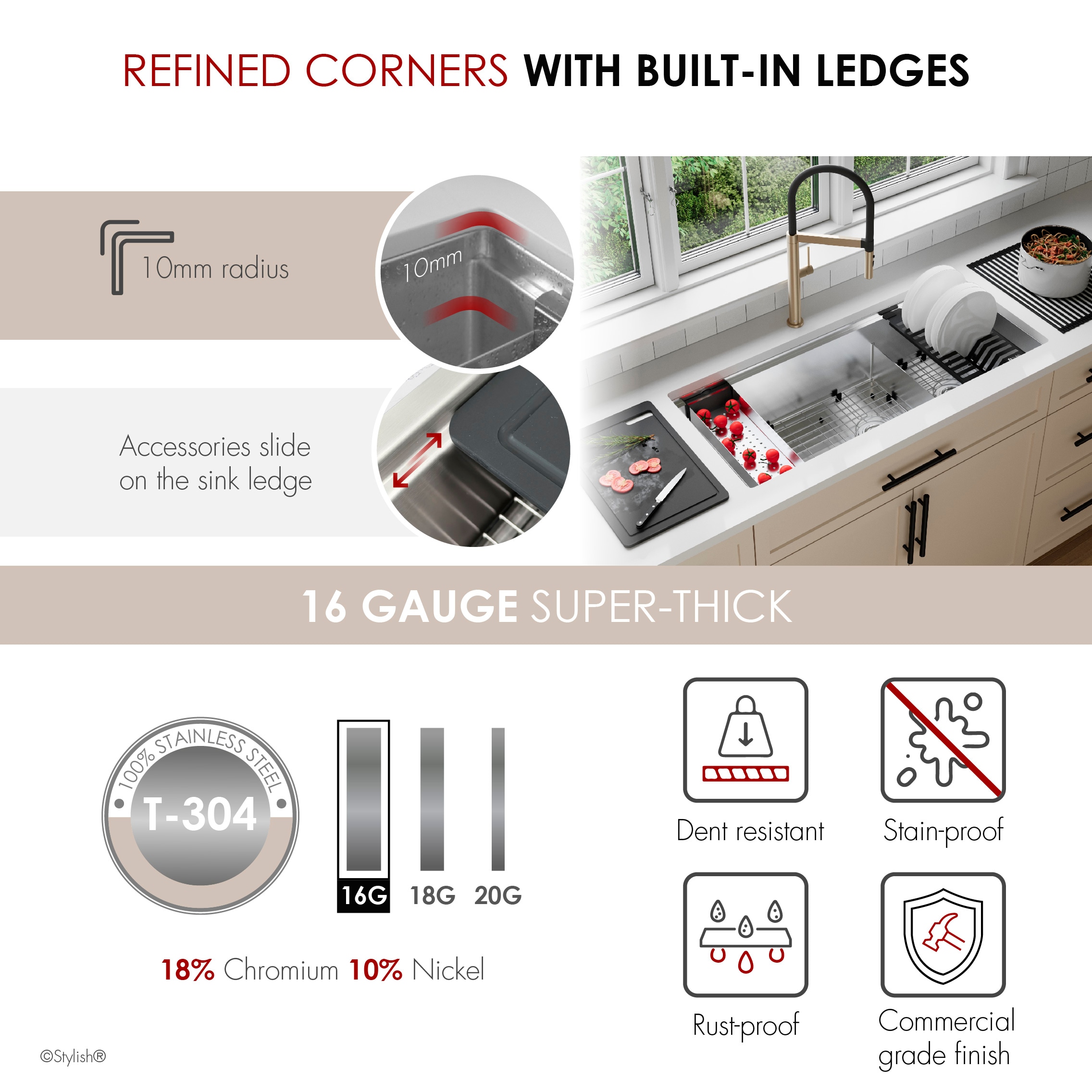 Stylish S-642WK Kitchen-Sinks - Thumbnail View #3