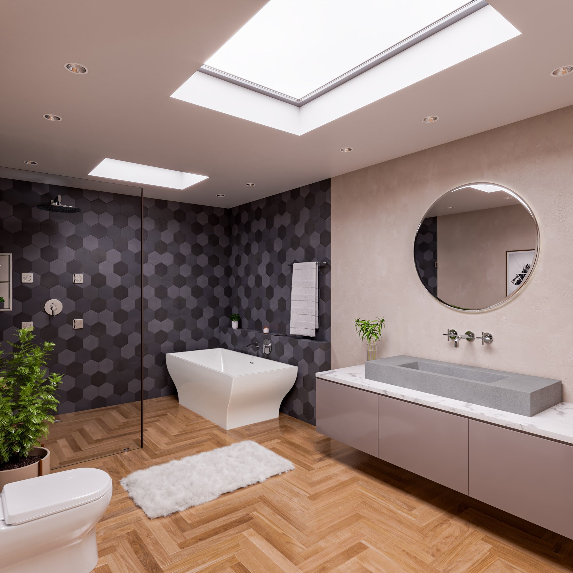 67'' White Acrylic Freestanding Soaking Bathtub